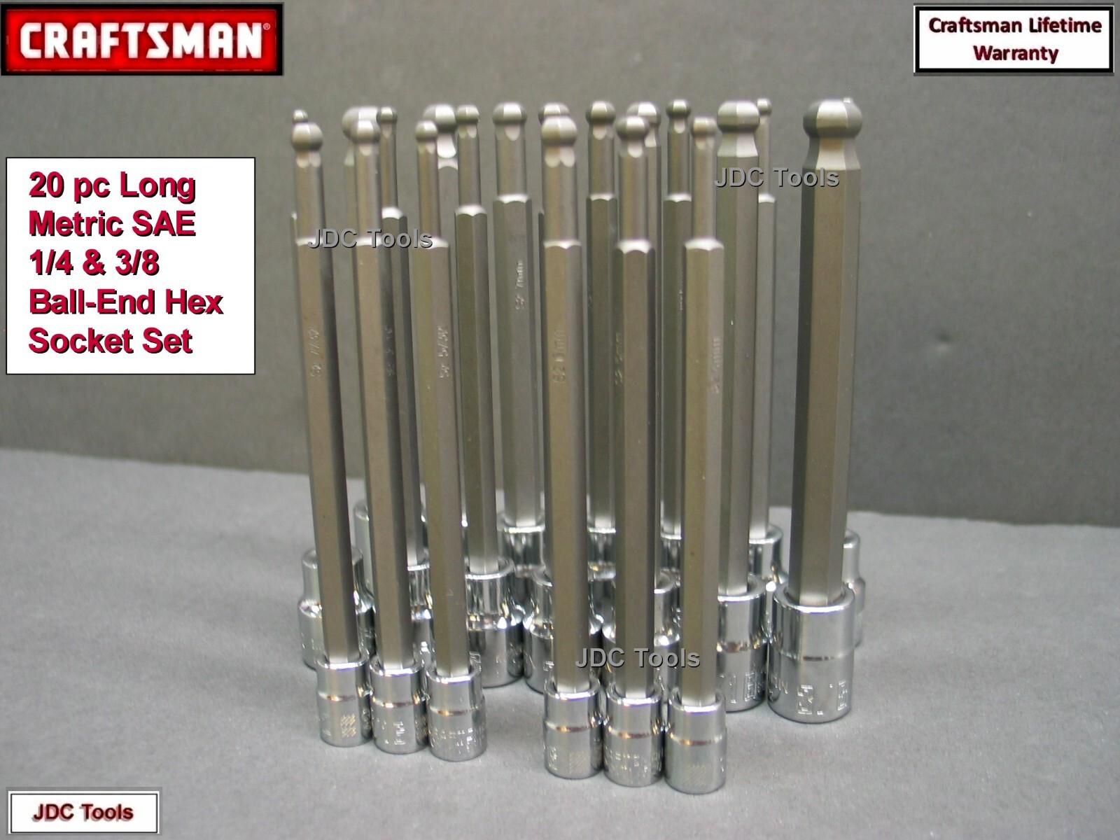 CRAFTSMAN HAND TOOLS 20 PC LONG METRIC SAE HEX ALLEN SOCKET WRENCH SET