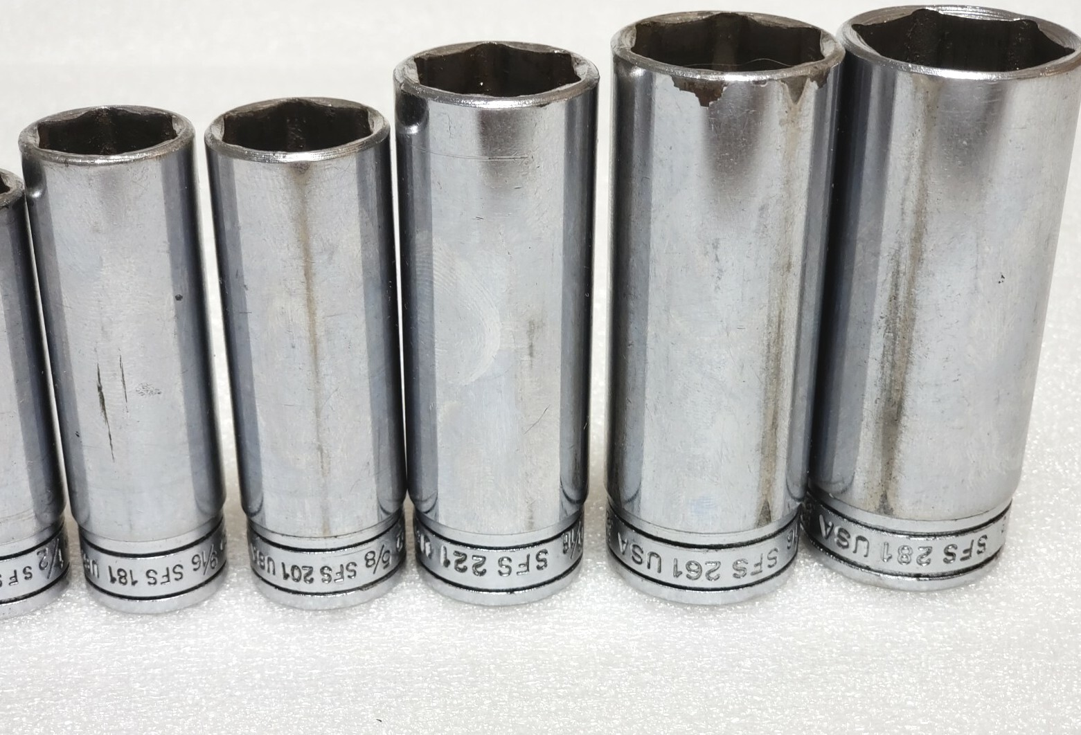 LOT OF 10 Snap On SFS081 (1/4″) TO SFS231 (7/8″) 3/8″ drive 6 point deep socket