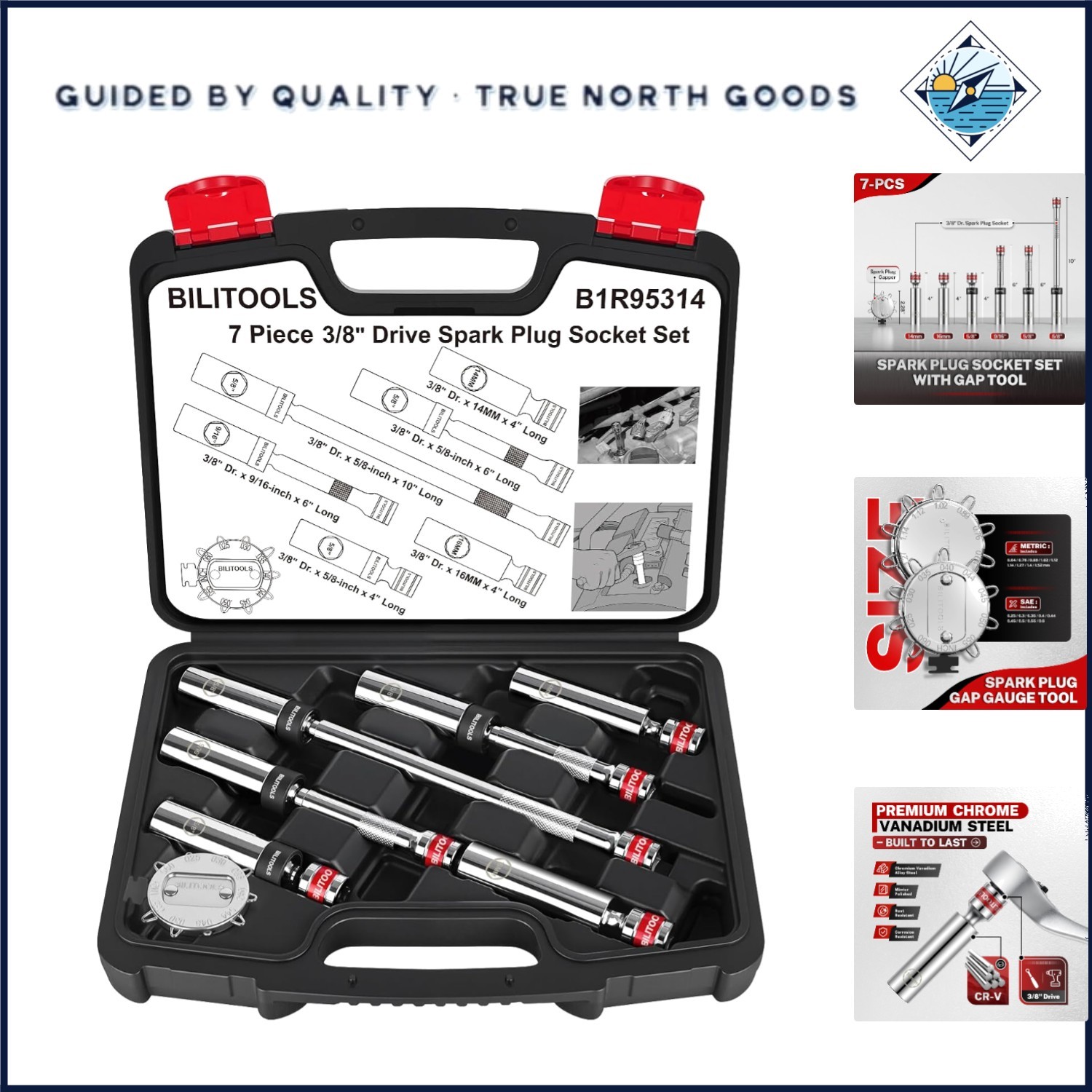 Magnetic Swivel Spark Plug Socket Set with Gap Tool for Engine Maintenance