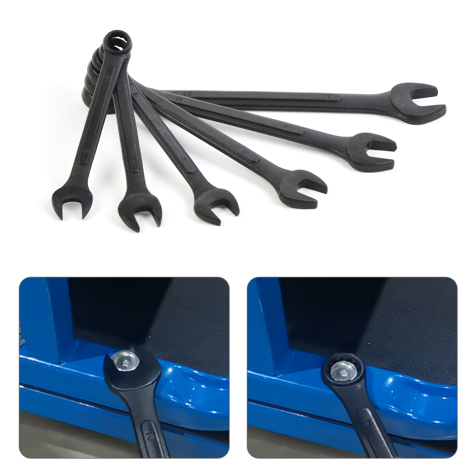 16pcs Combination Wrench Set, Metric 6mm to 32mm w/ Roll Up Pouch Raised Panel