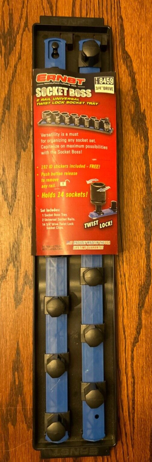 Ernst 3/4″-Drive Socket Boss 2-Rail Universal Twist Lock Socket Tray #8459 USA