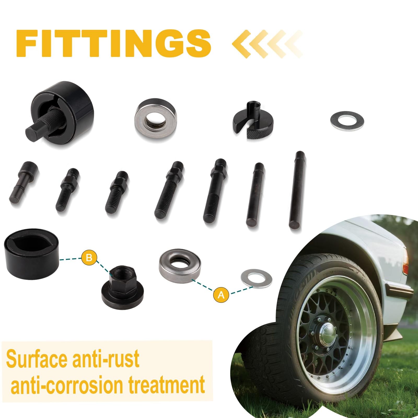 14 PCS Power Steering Alternator Pulley Tool Kit Auto Repair Storage Case