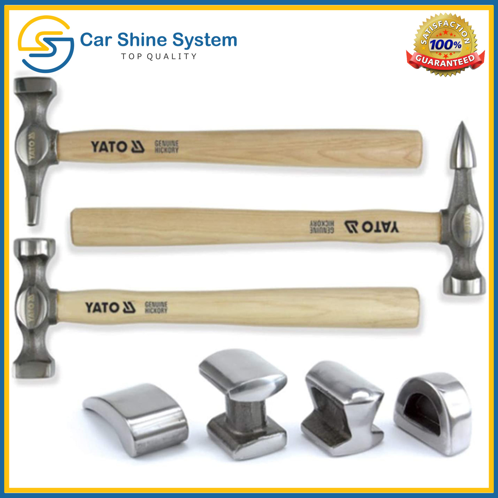 Auto Body Fender Set 7 pcs Tool Hammer and Dolly Repair Kit with Case Yato