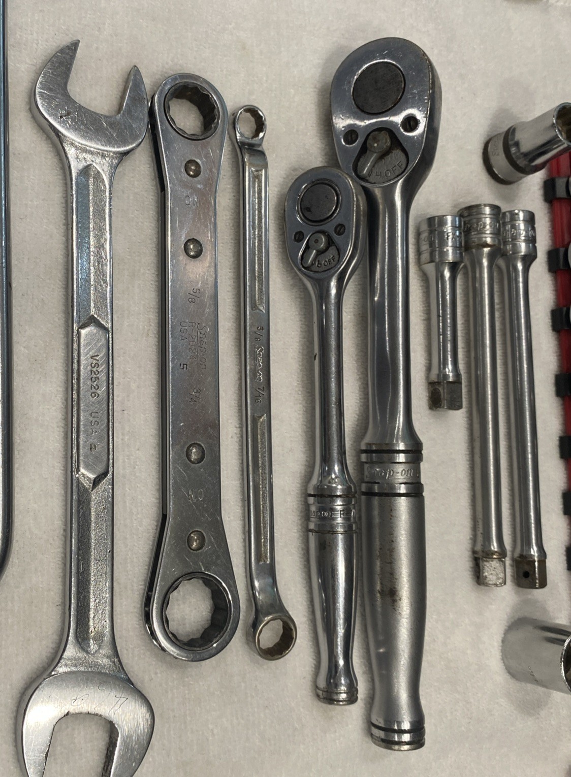 Snap On Tools 26 Piece Lot Wrench Ratchet Sockets Extension