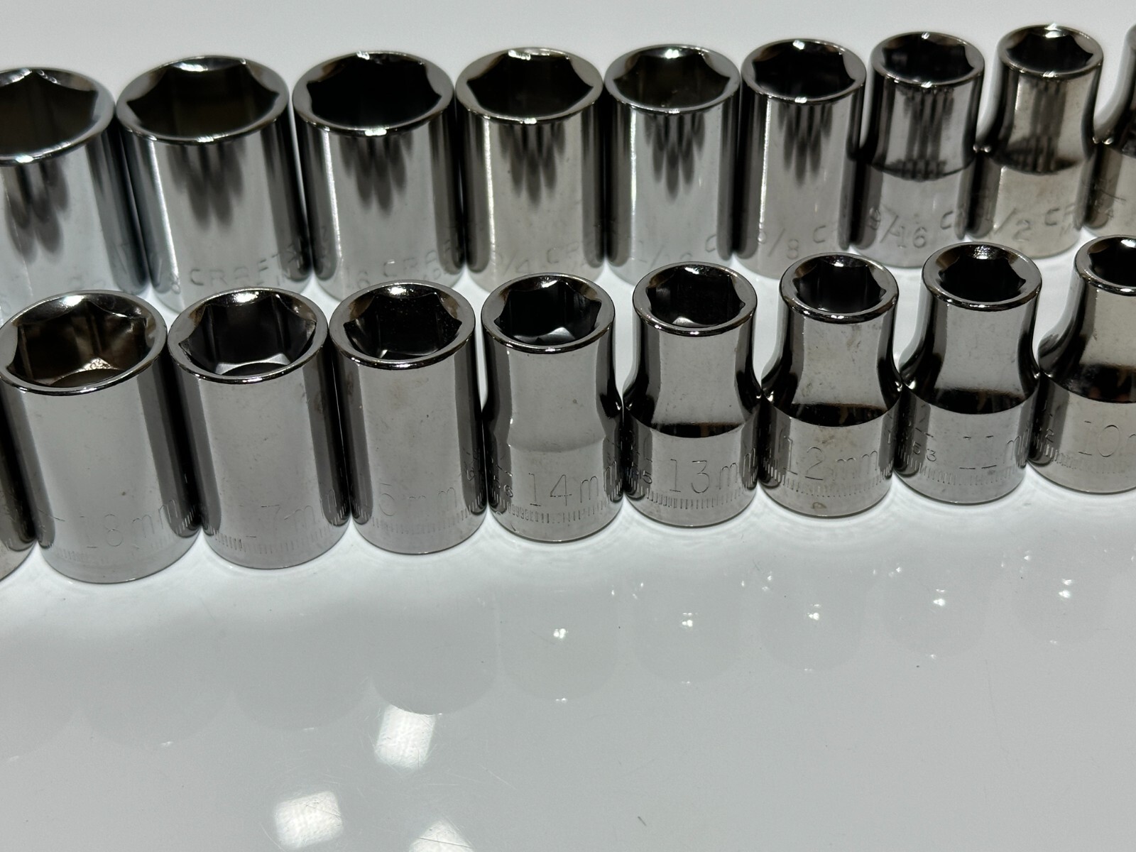 Craftsman USA G (NOS) 20pc SAE & Metric Shallow Socket Set – 1/2″ Drive, 6 Point