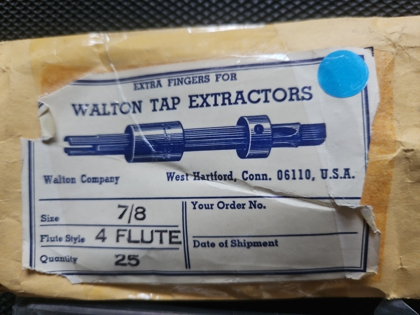 Pack of 25 7/8″ 4 Flute Tap Extractor Walton 12874 Replacement Fingers USA NOS