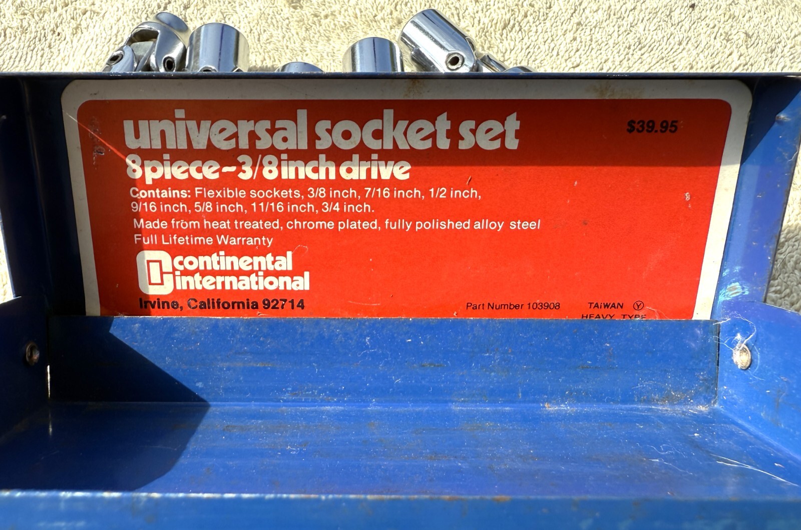 VINTAGE 6 PIECE CONTINENTAL INTERNATIONAL 12 PT 3/8 IN DRIVE SWIVEL SOCKETS
