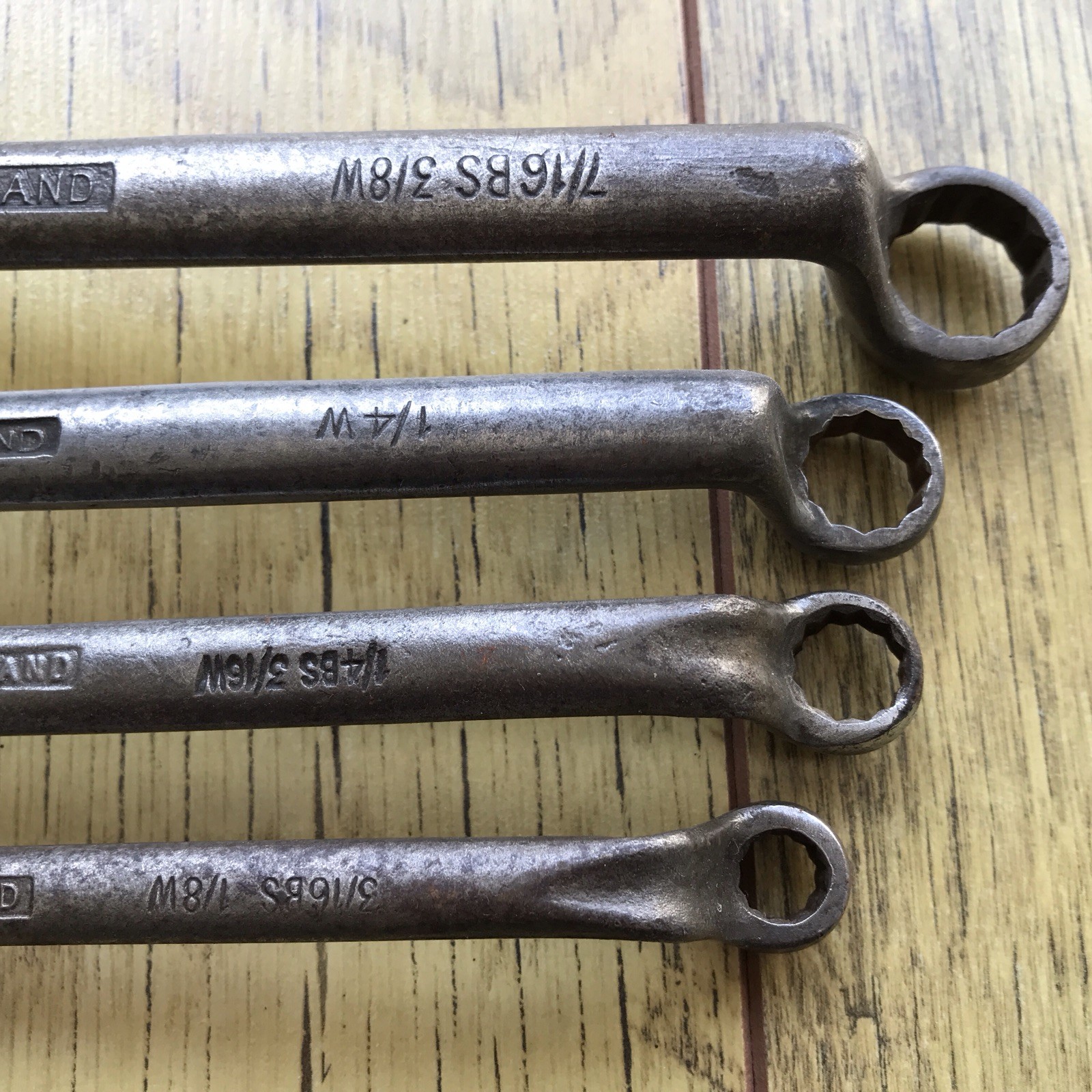 4 Vintage Bedford 1950s Ring Spanner’s 7/16” To 1/8” Whitworth. No 4.
