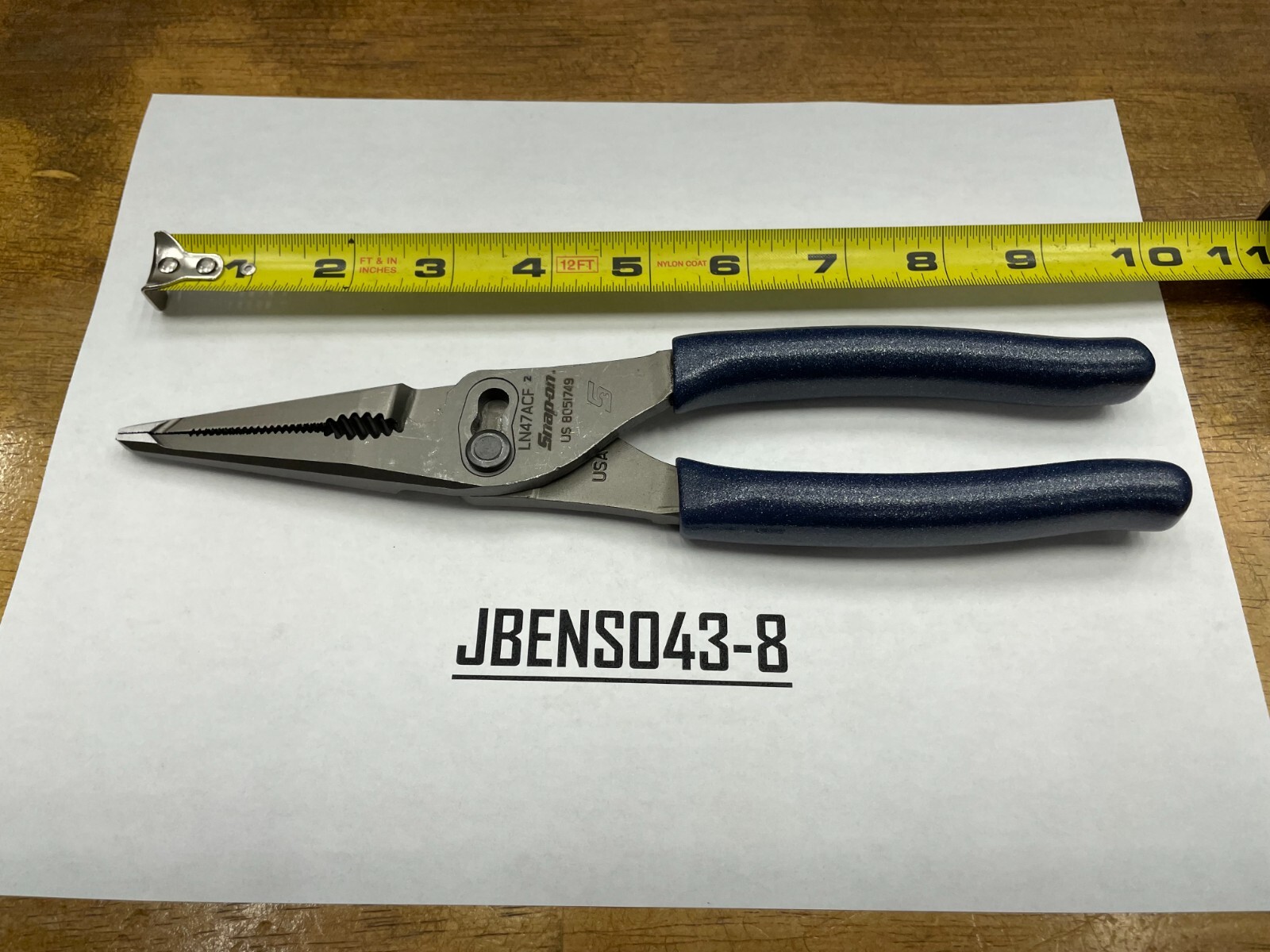Snap-On Tools NEW POWER BLUE 9″ Soft Grip Long Nose Slip Joint Pliers LN47ACFMB