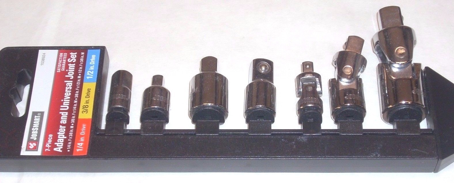 Jobsmart 1038924 7pc Adaptor & Universal Joint Set 1/4, 3/8 & 1/2″ Drive