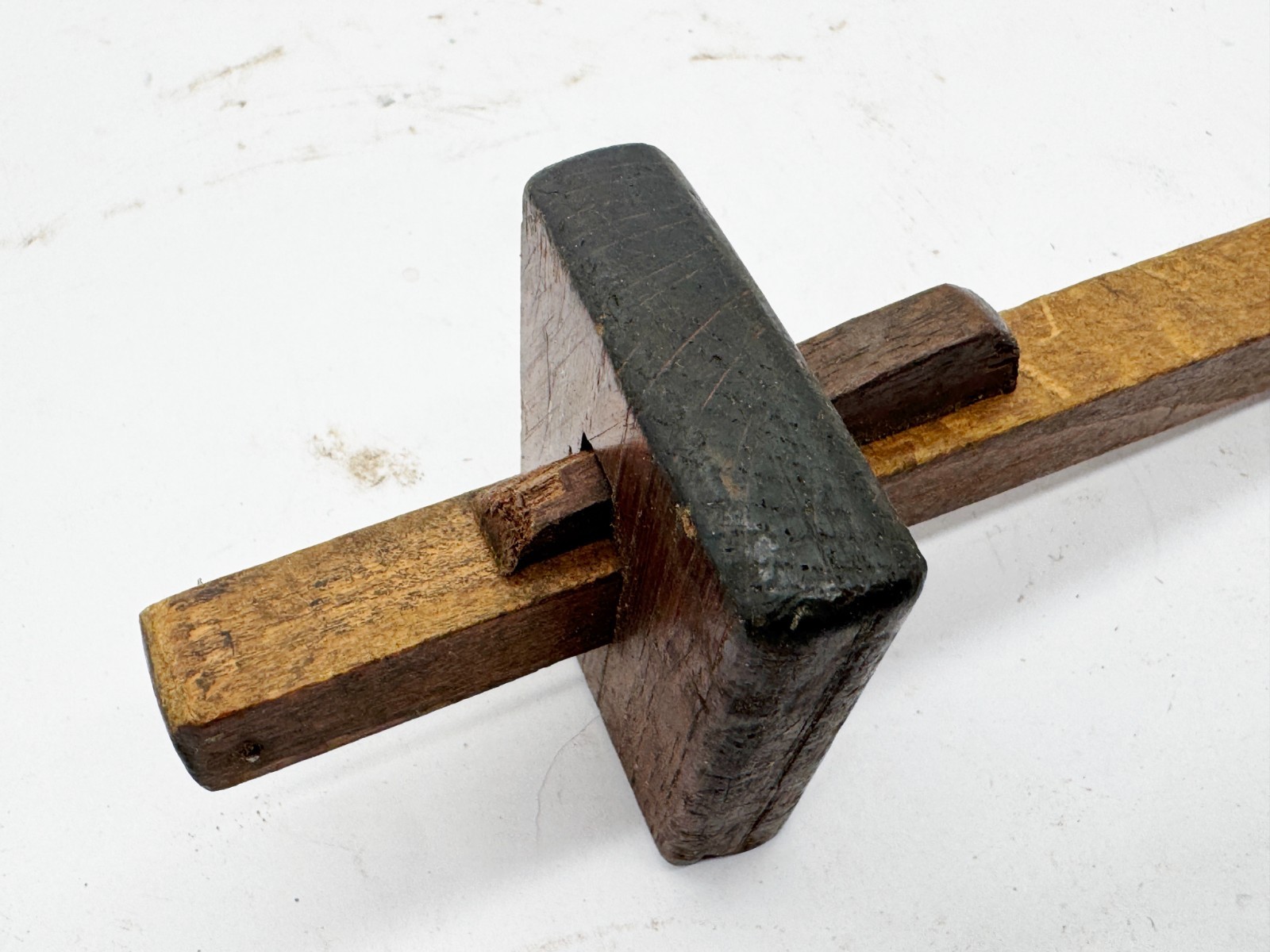 VINTAGE WOODEN MORTISE MARKING GAUGE HAND TOOL JOINERY SQUARE PIN STYLE