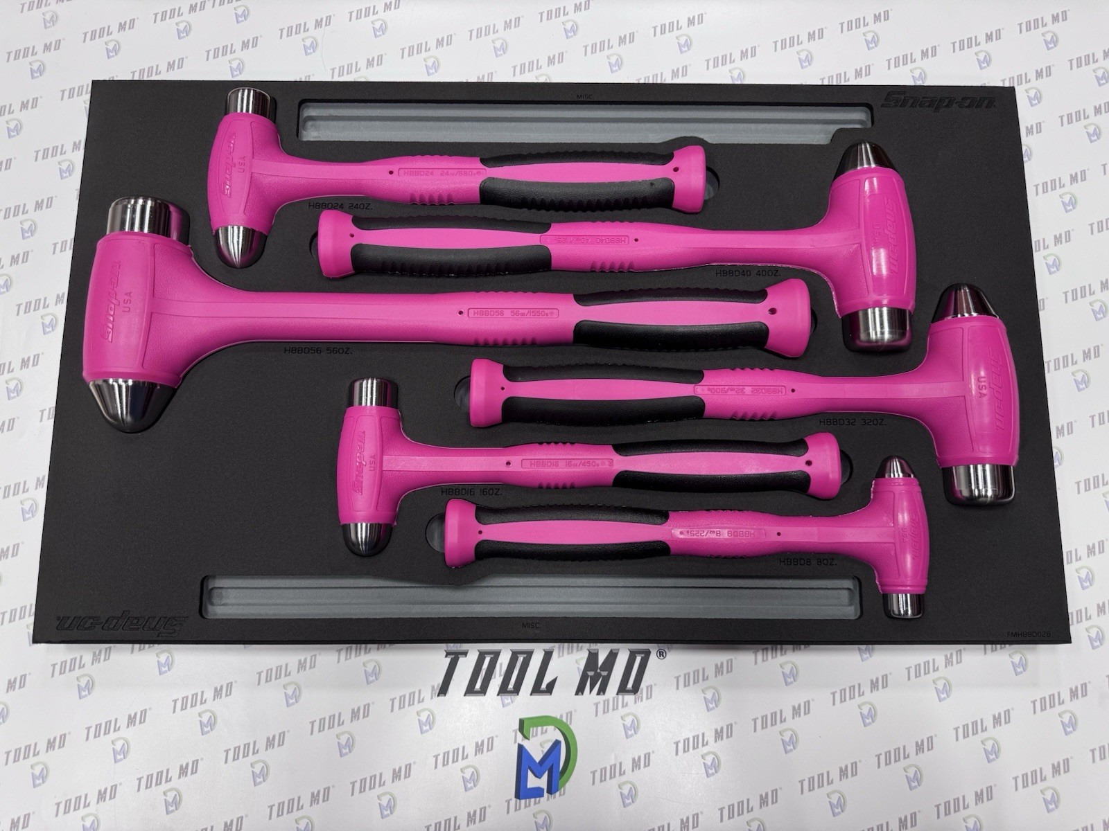 Snap-on Tools USA NEW 6pc ELECTRIC PINK Dead Blow Ball Peen Hammer Set HBBD6FEP