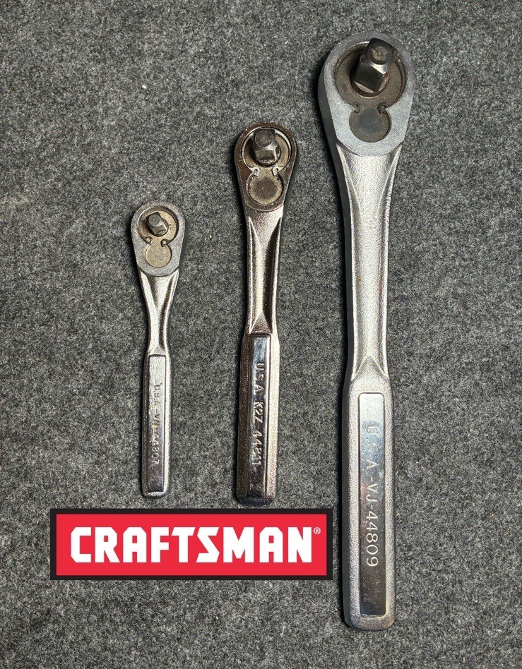 CRAFTSMAN *USA* 1/4″, 3/8″, & 1/2″ DRIVE 3-PIECE RATCHET SET 44807, 44811, 44809
