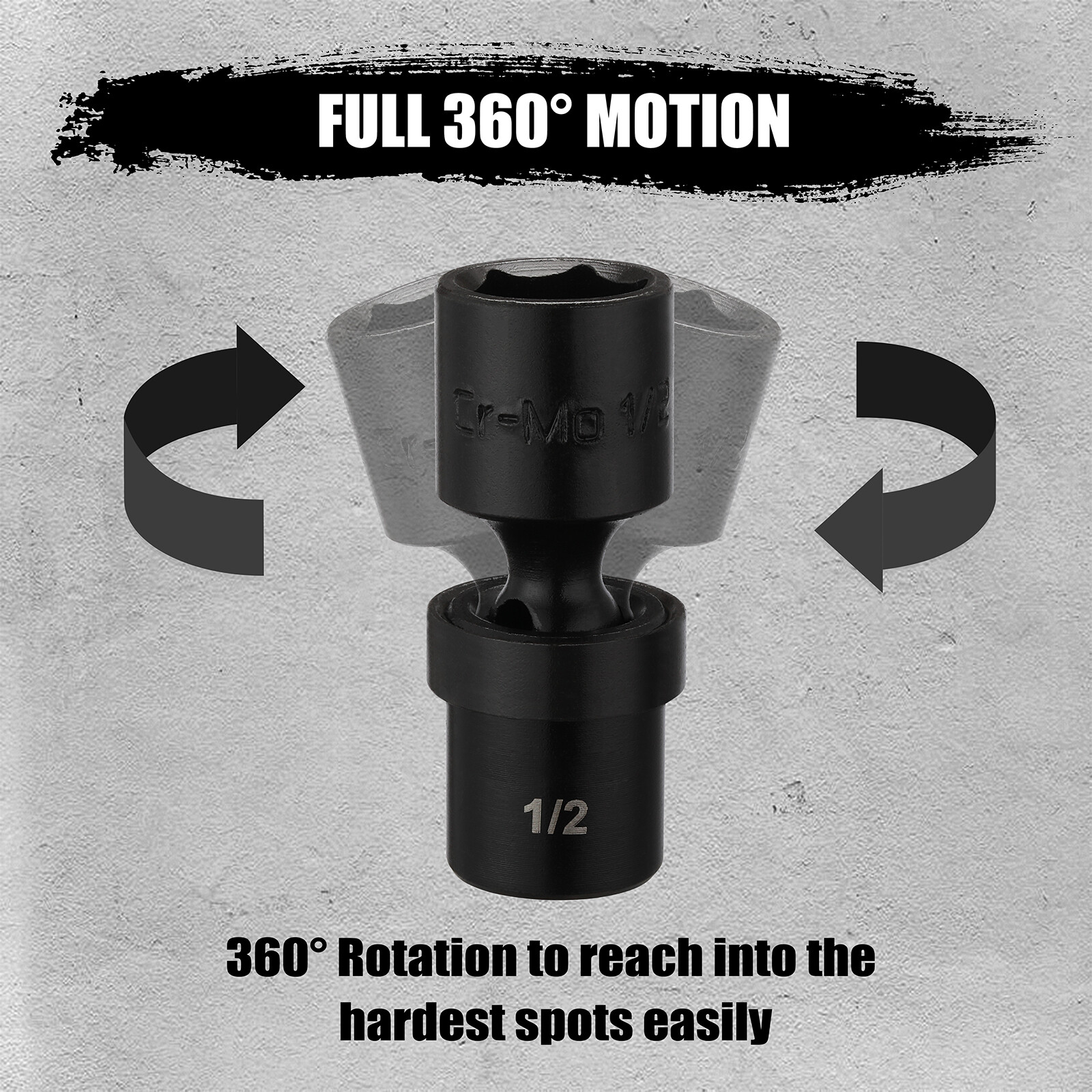 6PCS 1/4″ Drive SAE Shallow Universal Impact Socket Set 1/4″-9/16″ Swivel CR-MO