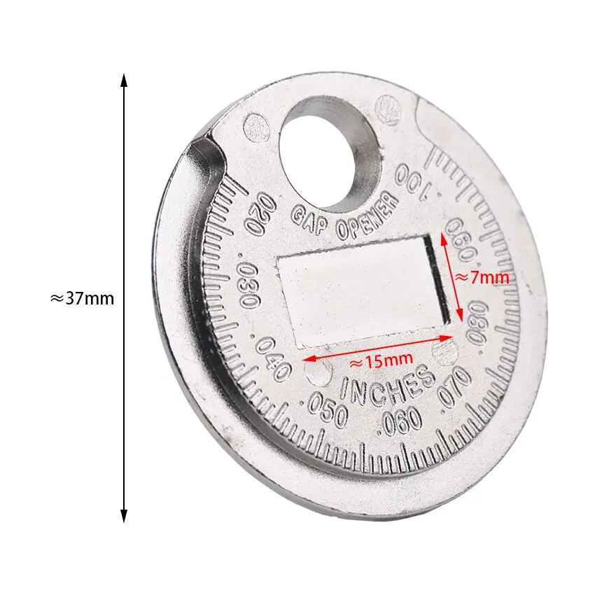 0.6-2.4mm Range Coin-Type Spark Plug Gage Gap Measurement Tool Feeler Steel 1Pcs