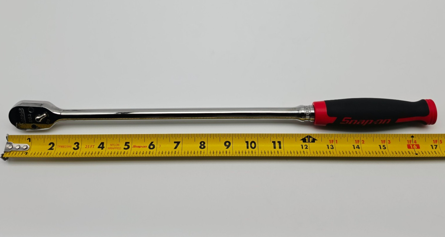 Snap-On FHLL100 3/8″ Drive Long Handle Ratchet 100 Tooth Red Soft Grip