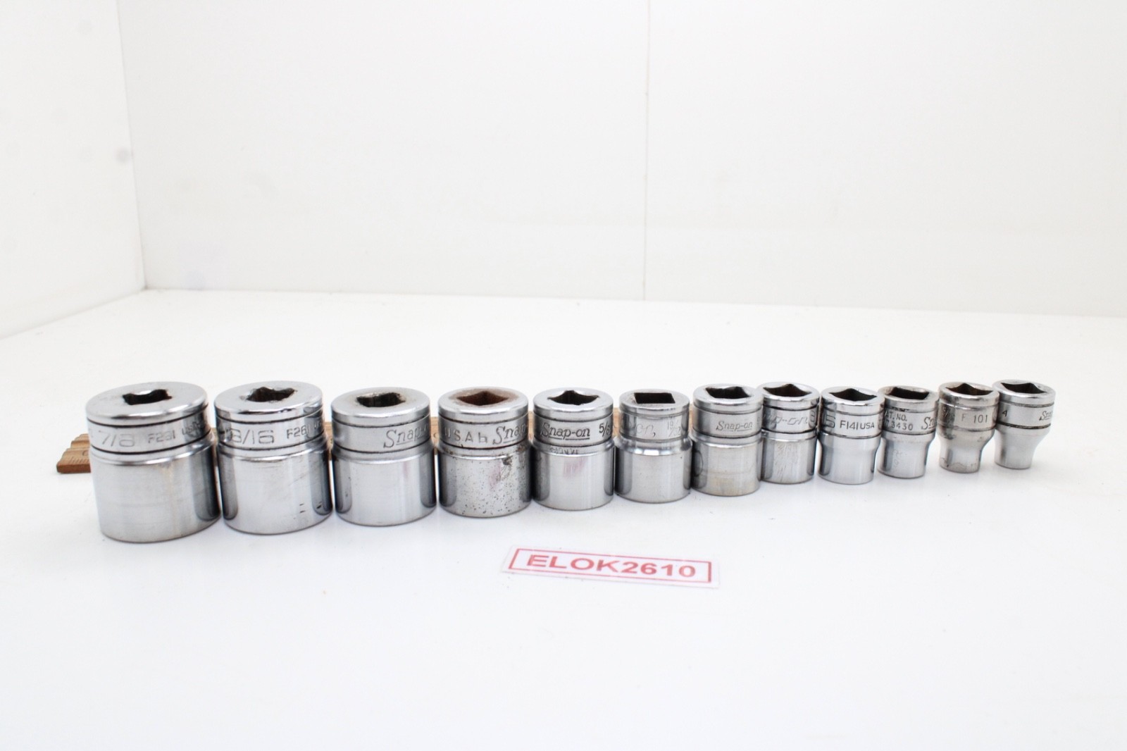 Snap-on F081 – F281 1/4-7/8″ 3/8″ Drive 12 Point 12 Piece SAE Chrome Set USA