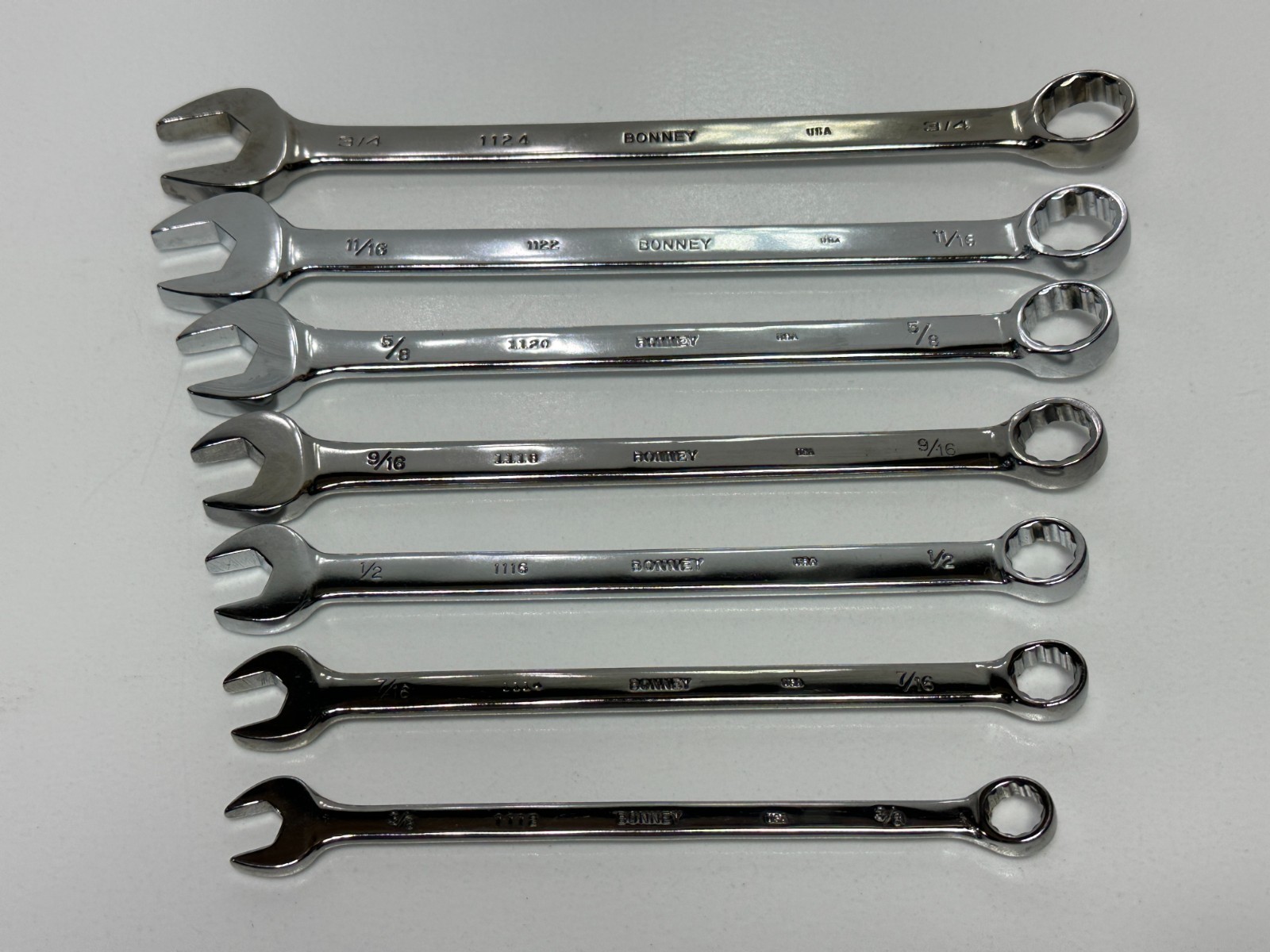 🇺🇸 BONNEY Tools USA 7pc 12-Point SAE 3/8-3/4″ Combination Wrench Set, B-80717