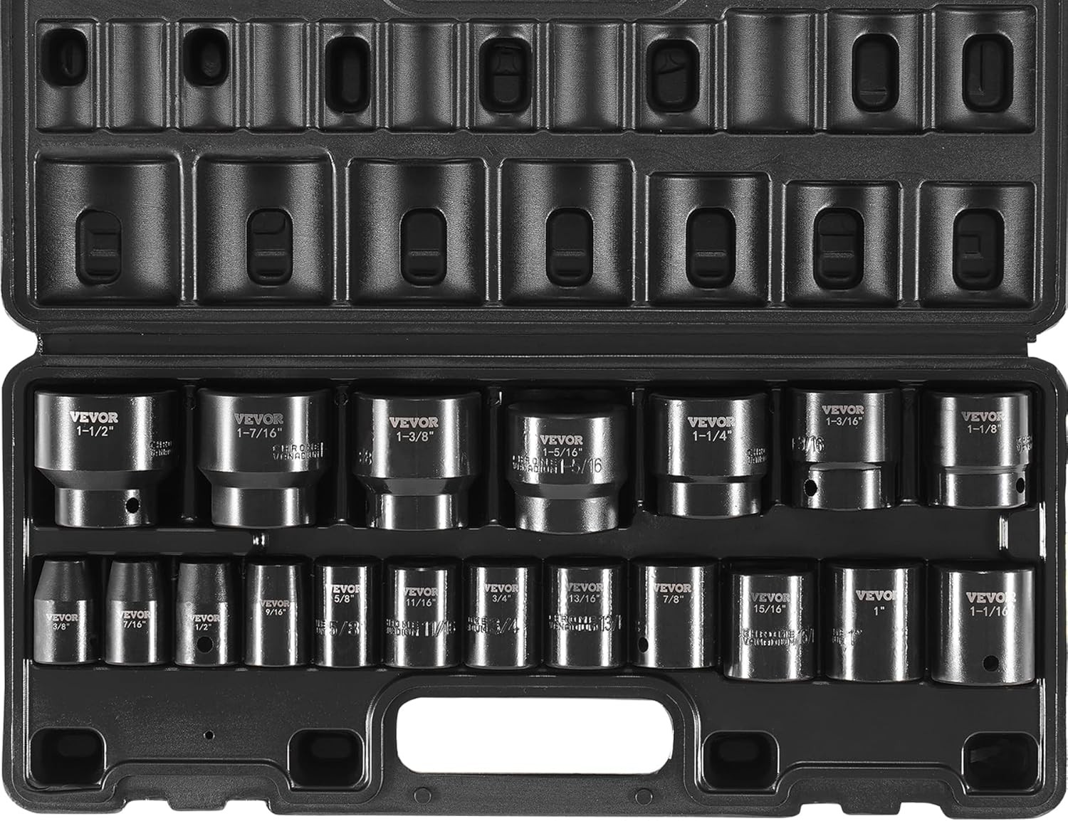 19 Piece 6-point Hex Sockets Standard SAE 3/8 Inches to 1-1/2 Inches