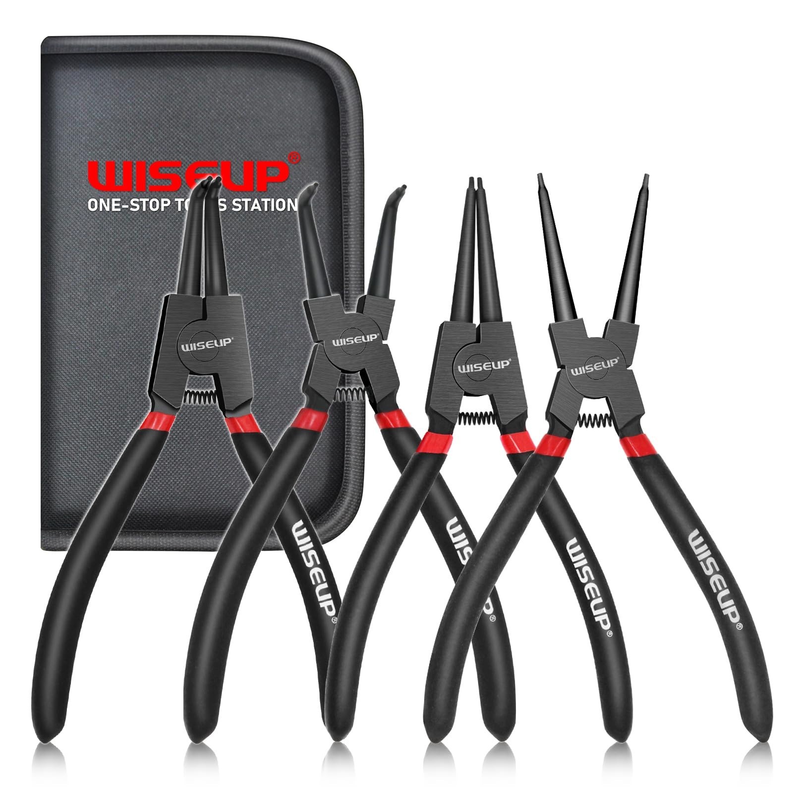 Heavy Duty Snap Ring Pliers Set – 4PCS 7″ Internal/External Circlip Kit, Straigh
