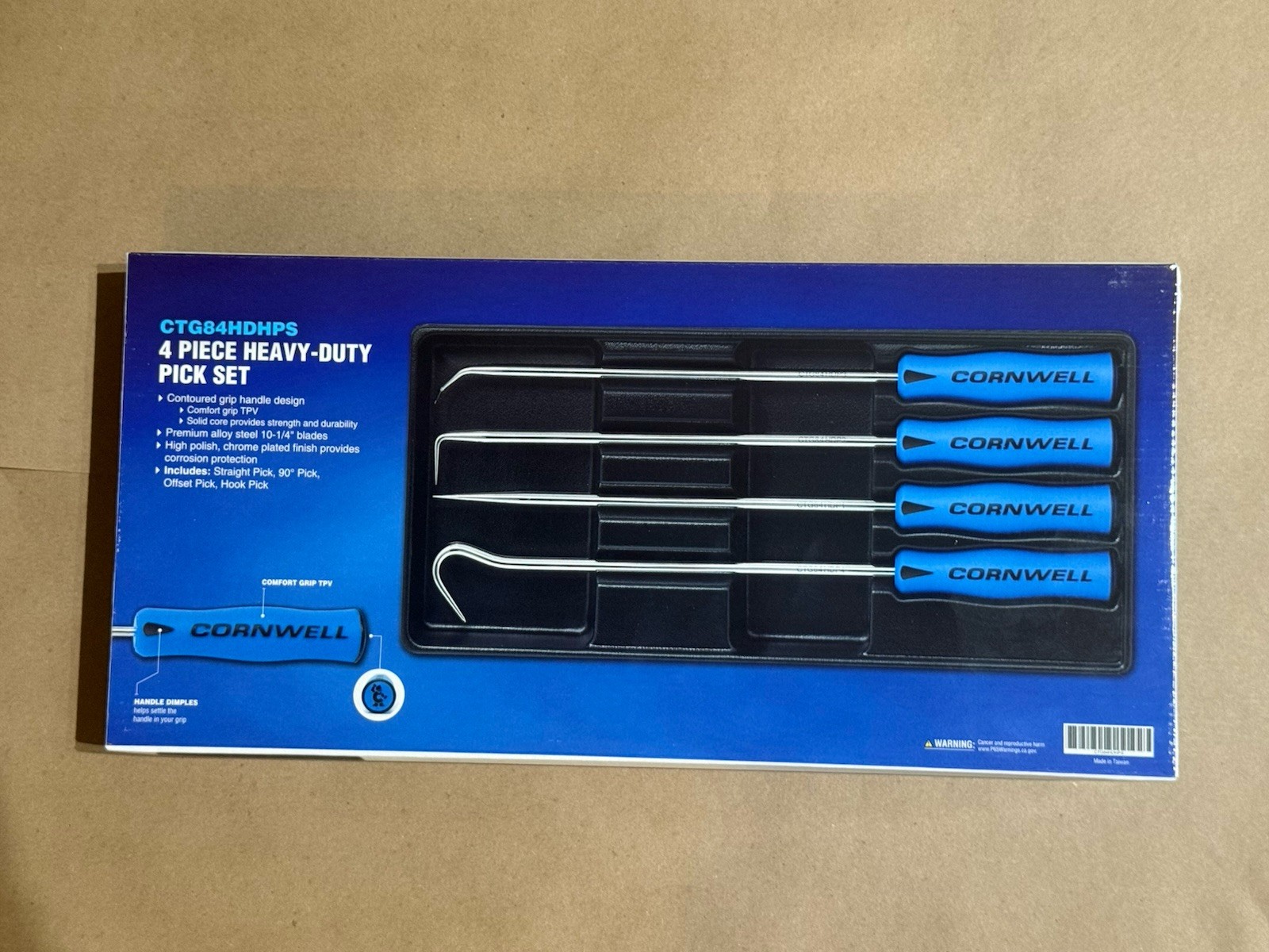 NEW Cornwell 4 Piece Heavy Duty Pick Set, Classic Blue Soft Grip CTG84HDHPS