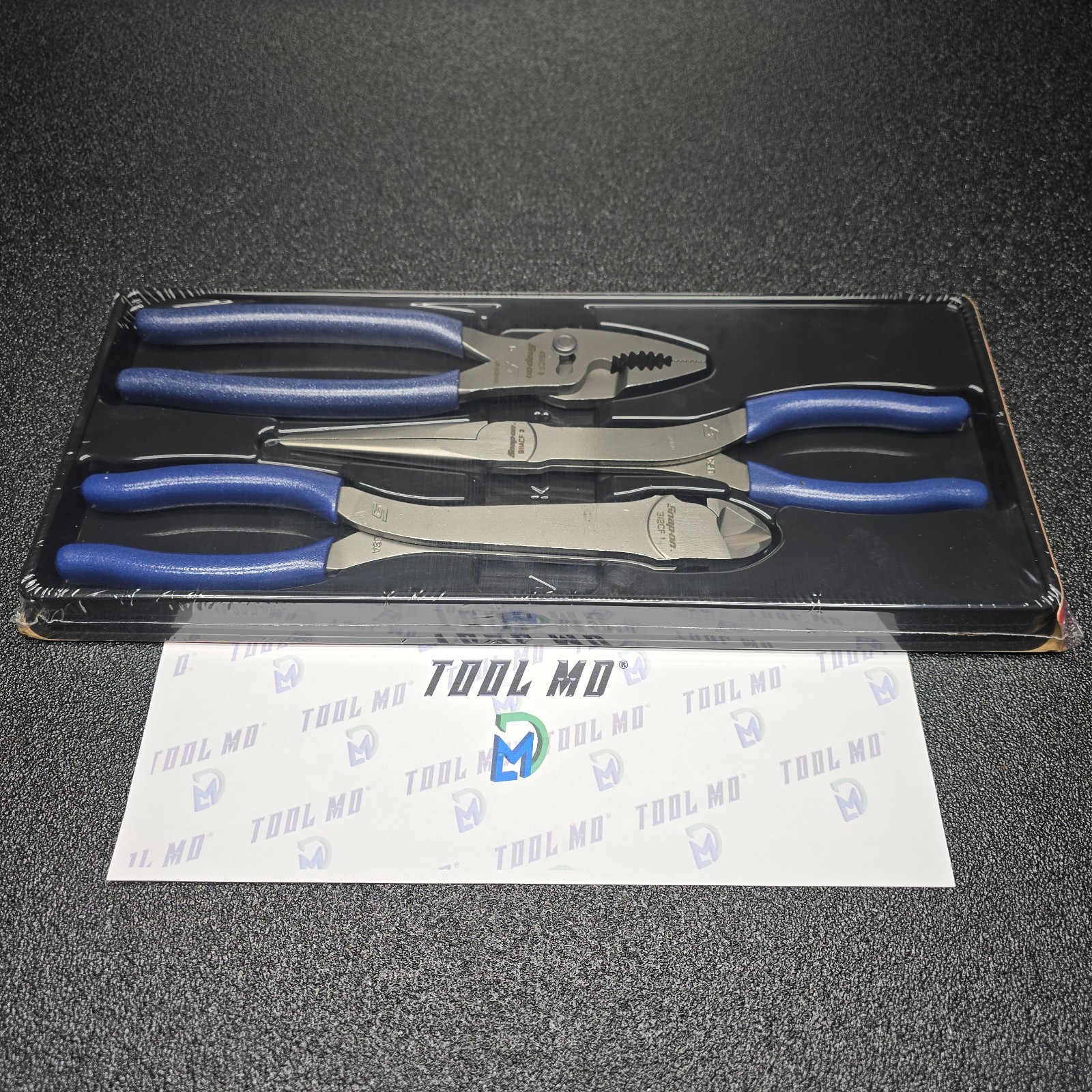 Snap-on Tools NEW 3pc POWER BLUE Soft Grip Heavy Duty Pliers Lot Set PL330ACFMB