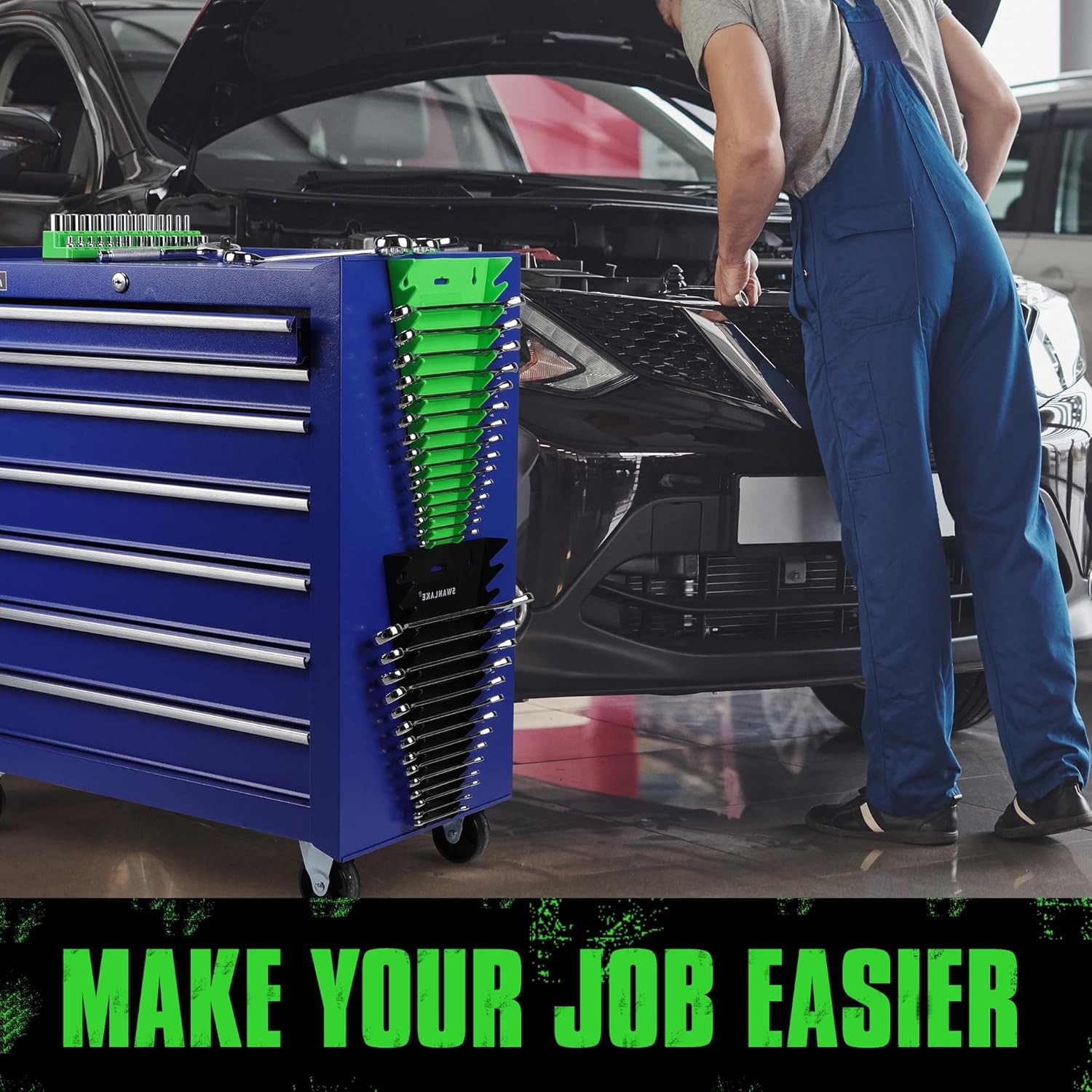 4PC Wrench Organizer Tray Rail Storage Rack Sorter Socket Holder Set MM & Inch
