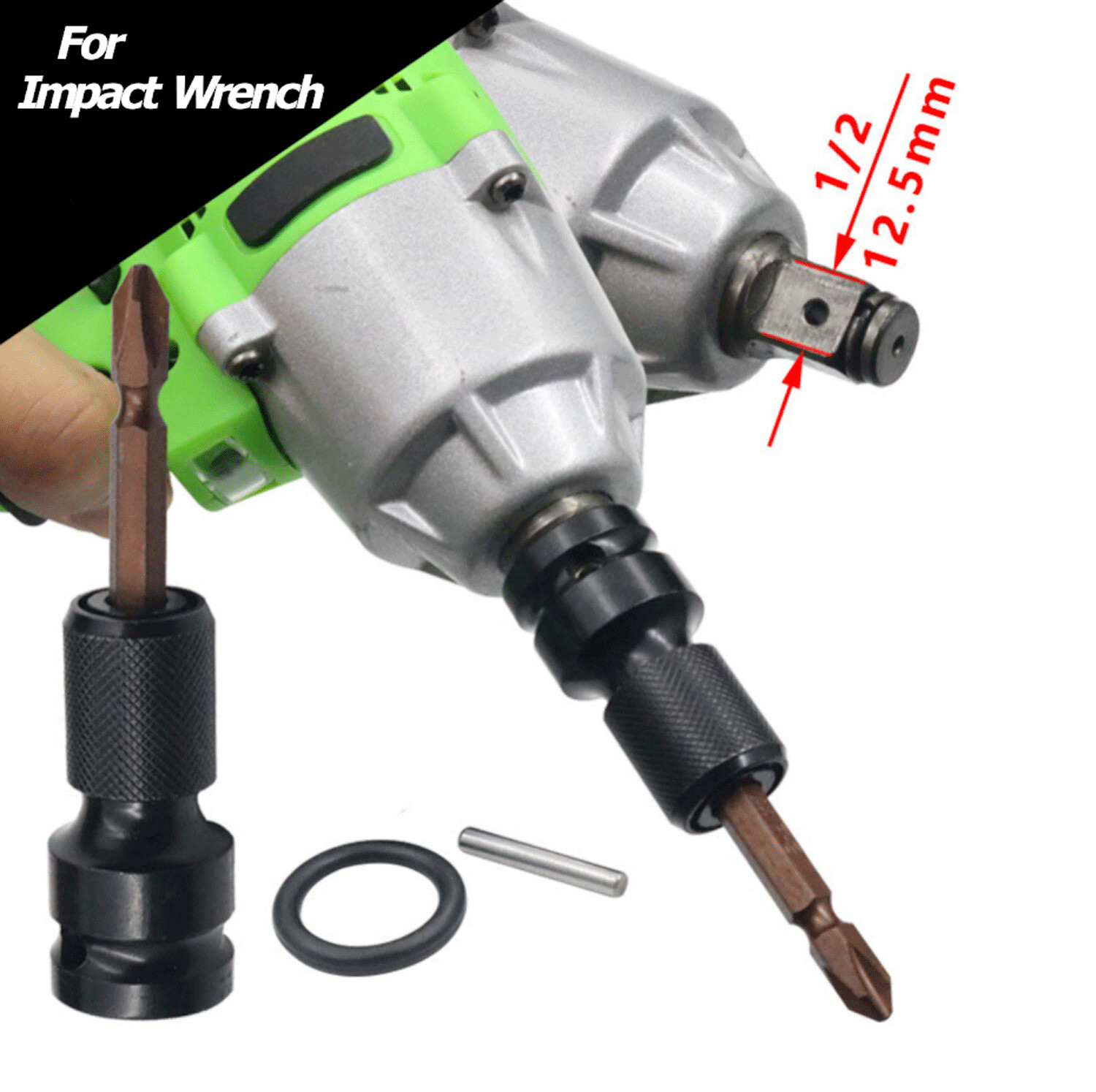 2Pcs Socket Adapter Drill Hex Shank Chuck Change Impact Driver Tool 1/2″ To 1/4″