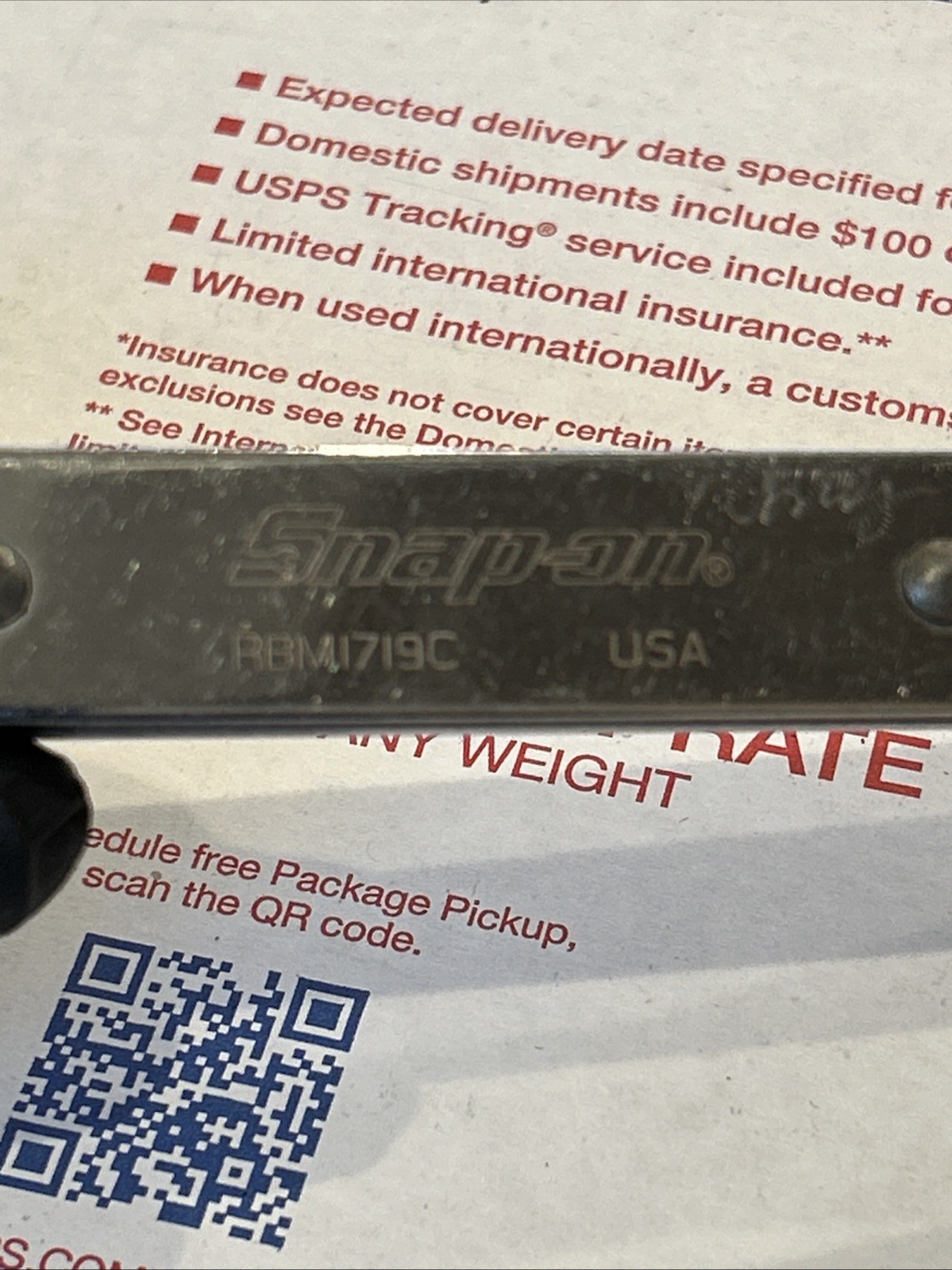 Snap On RBM1719C 17mm 19mm Ratcheting Double Box End Wrench