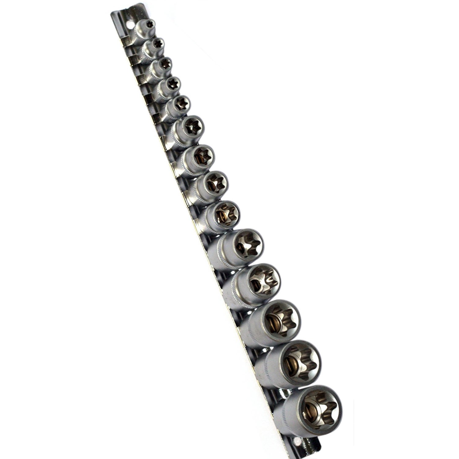 14pc Female Tx Star Torx Star Socket Set E4-E24 Chrome Vanadium Sockets + Rail
