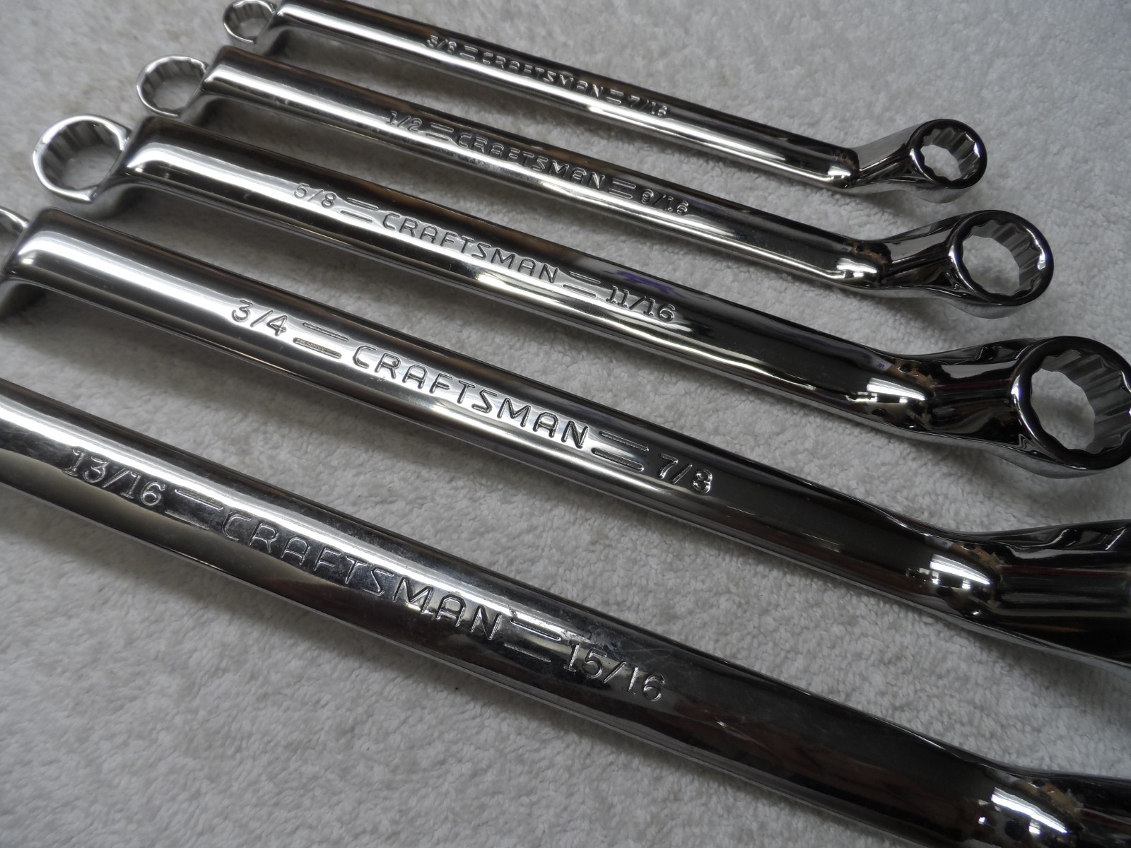 Craftsman Professional USA NOS Deep Offset Full Polish SAE Wrench Set – 5 pcs