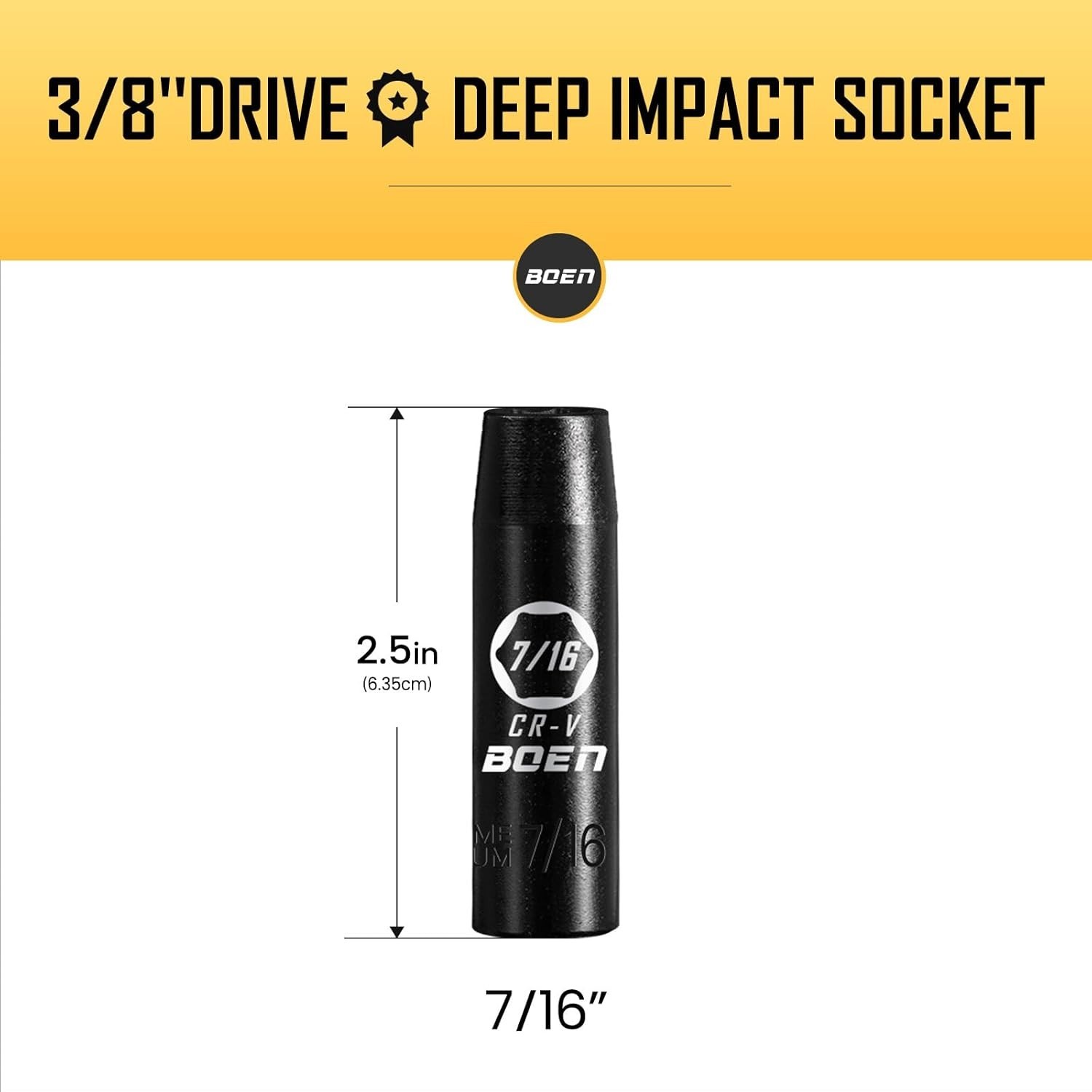 Durable 7/16″ Deep Drive Socket – CR-V Steel with Manganese Coating
