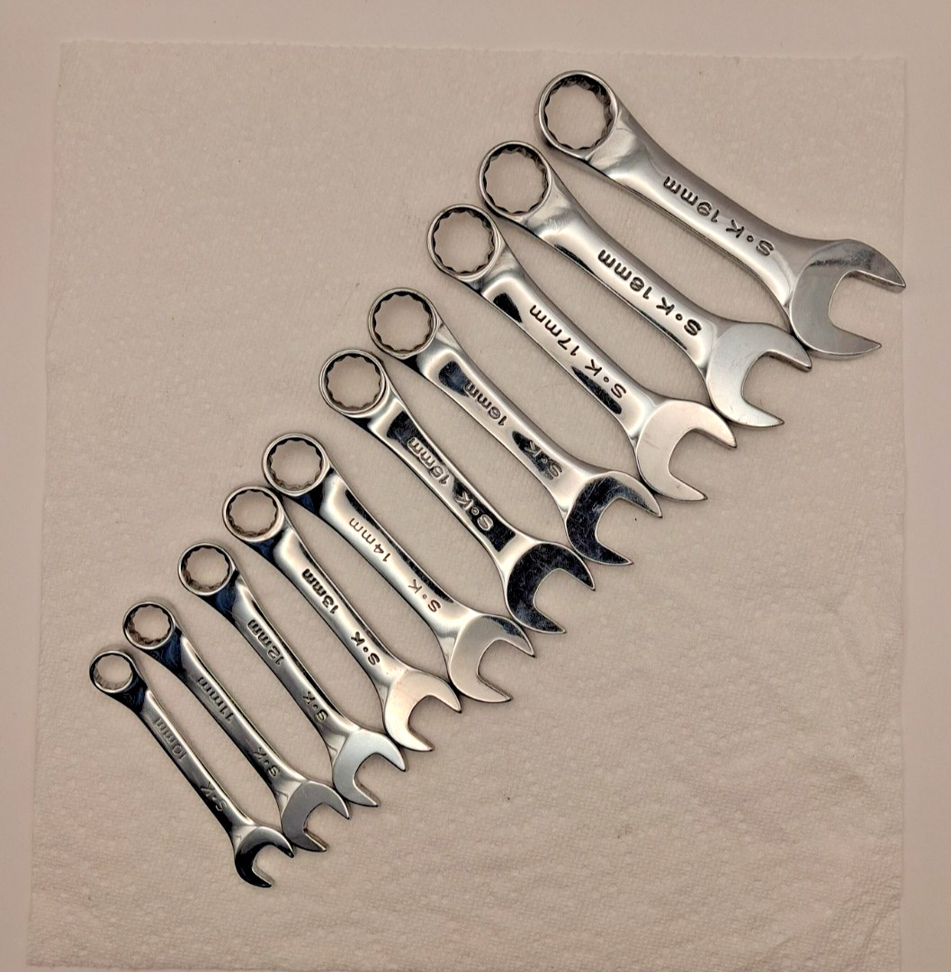 SK Tools 10-19mm Wrench Set Metric Combo Lot Short Stubby 12PT Offset