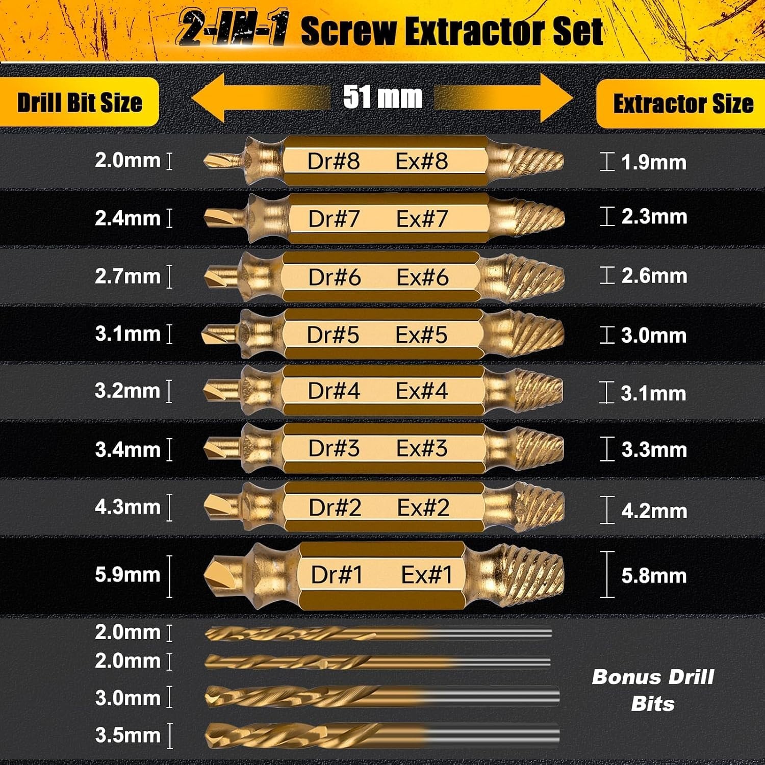 High Speed Steel 12 PCS Screw Extractor Set: Effortless Removal of Rusted Screws