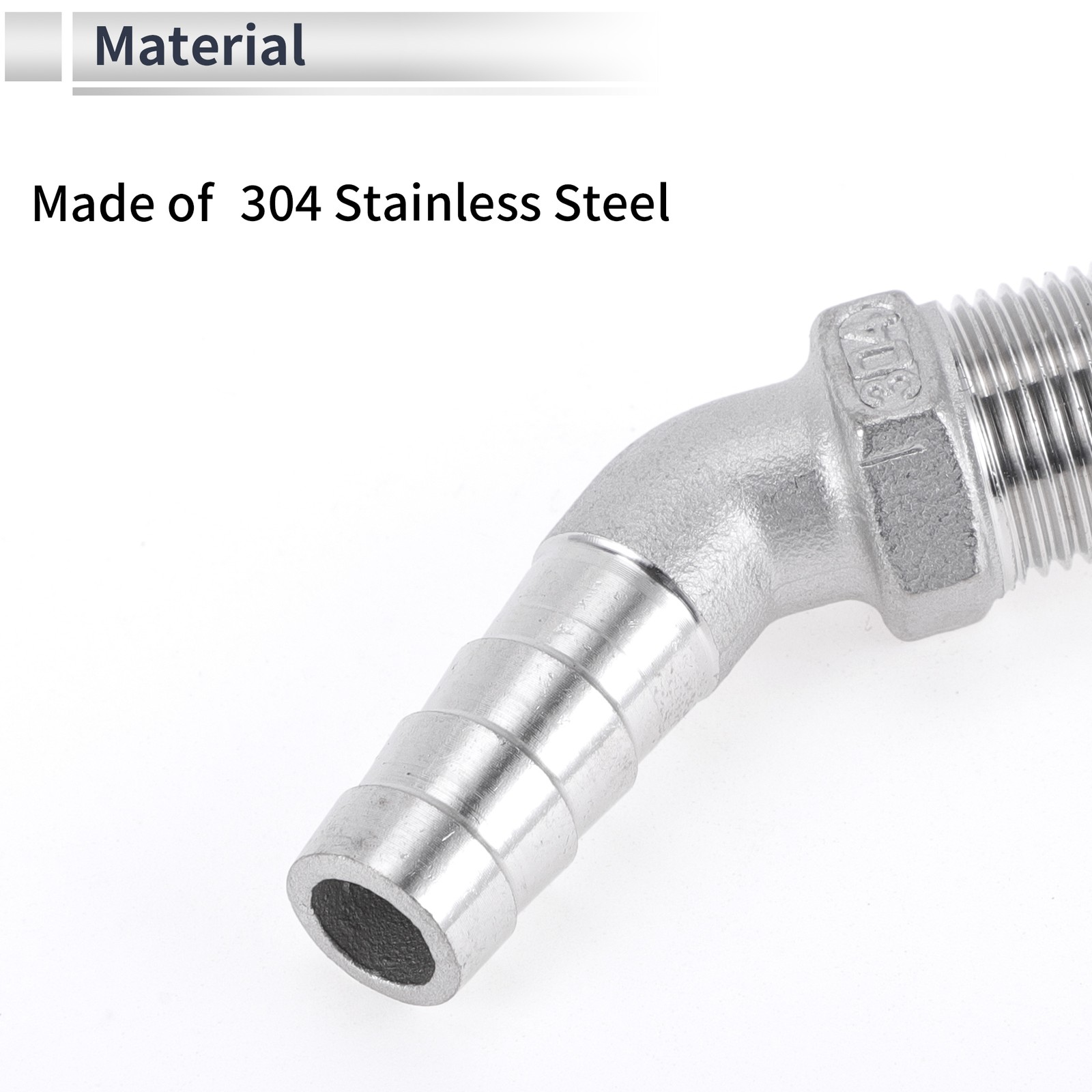 15/32″ OD 3/8″ BSPT 45° Elbow Beard Fittings with 2 Ties