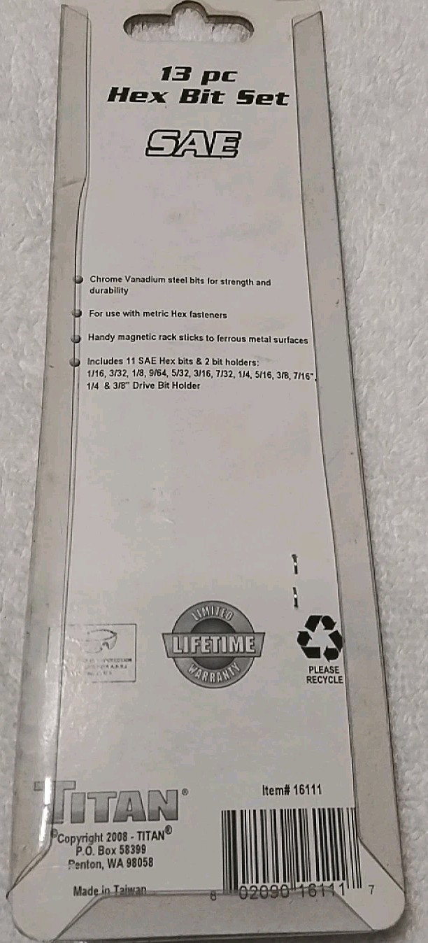 TITAN 16111 13PC HEX BIT SET SAE