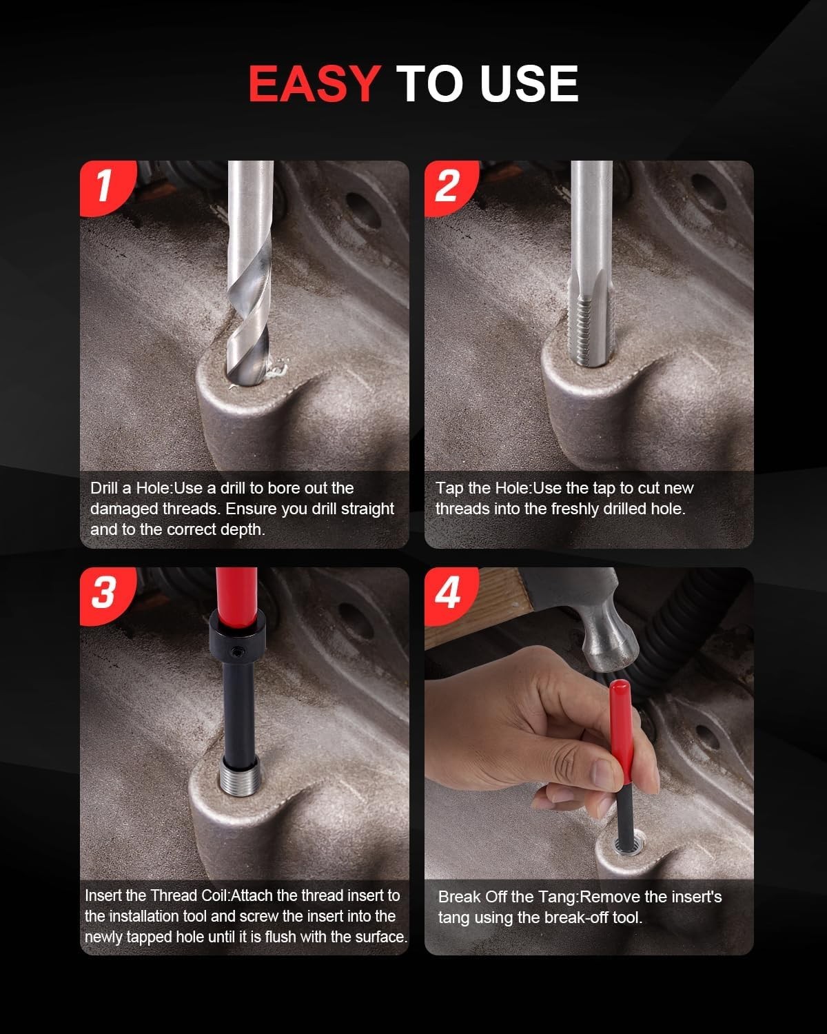 3/8-16 Helicoil Repair Kit – Complete with Drill Bits, Tap & Installation Tools
