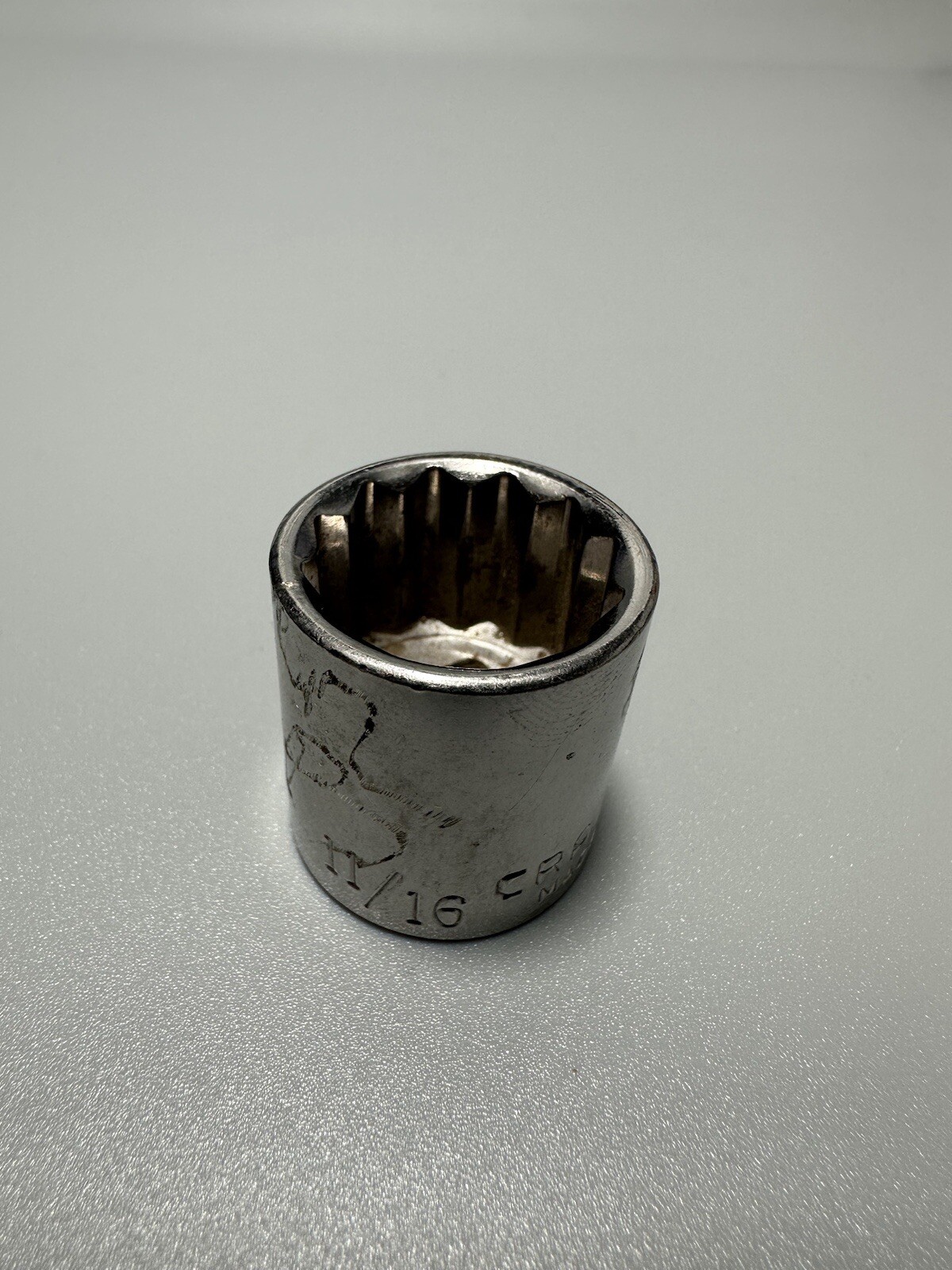 Vintage Craftsman 11/16″ Shallow Socket 3/8″ Drive Model G1 44336 USA 12 Point
