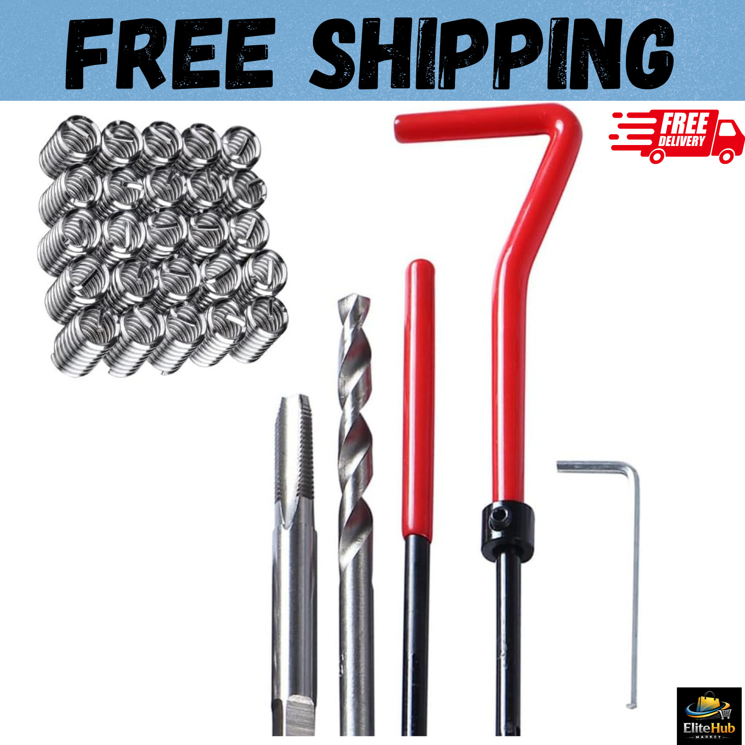 30PCS M6 x 1.0mm Thread Repair Insert Kit, Metric Helicoil Kit Compatible Hand T