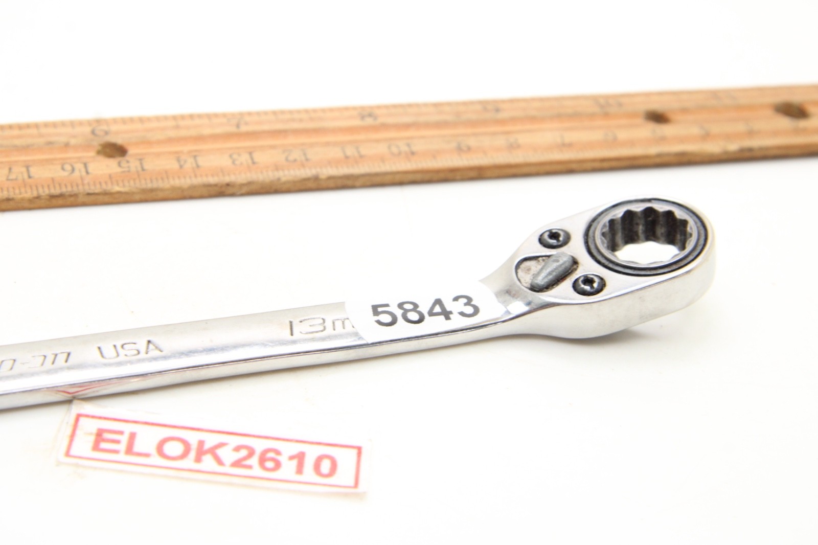Snap-on SOXRRM13 13mm 12 Point Metric Ratcheting Combination Wrench 8.5″ USA