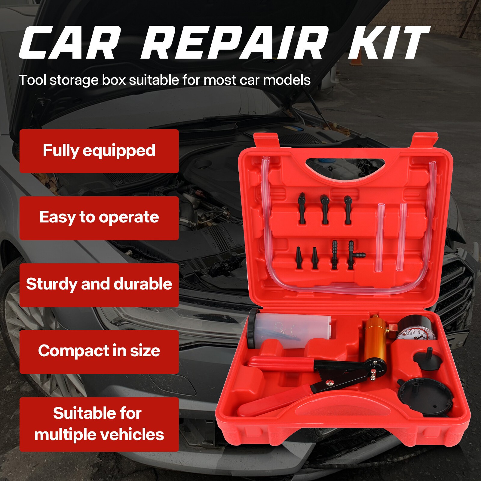 Auto Fluid Tester with Gauge Adapters 2 in 1 Handheld Pistol Test Tools for Car