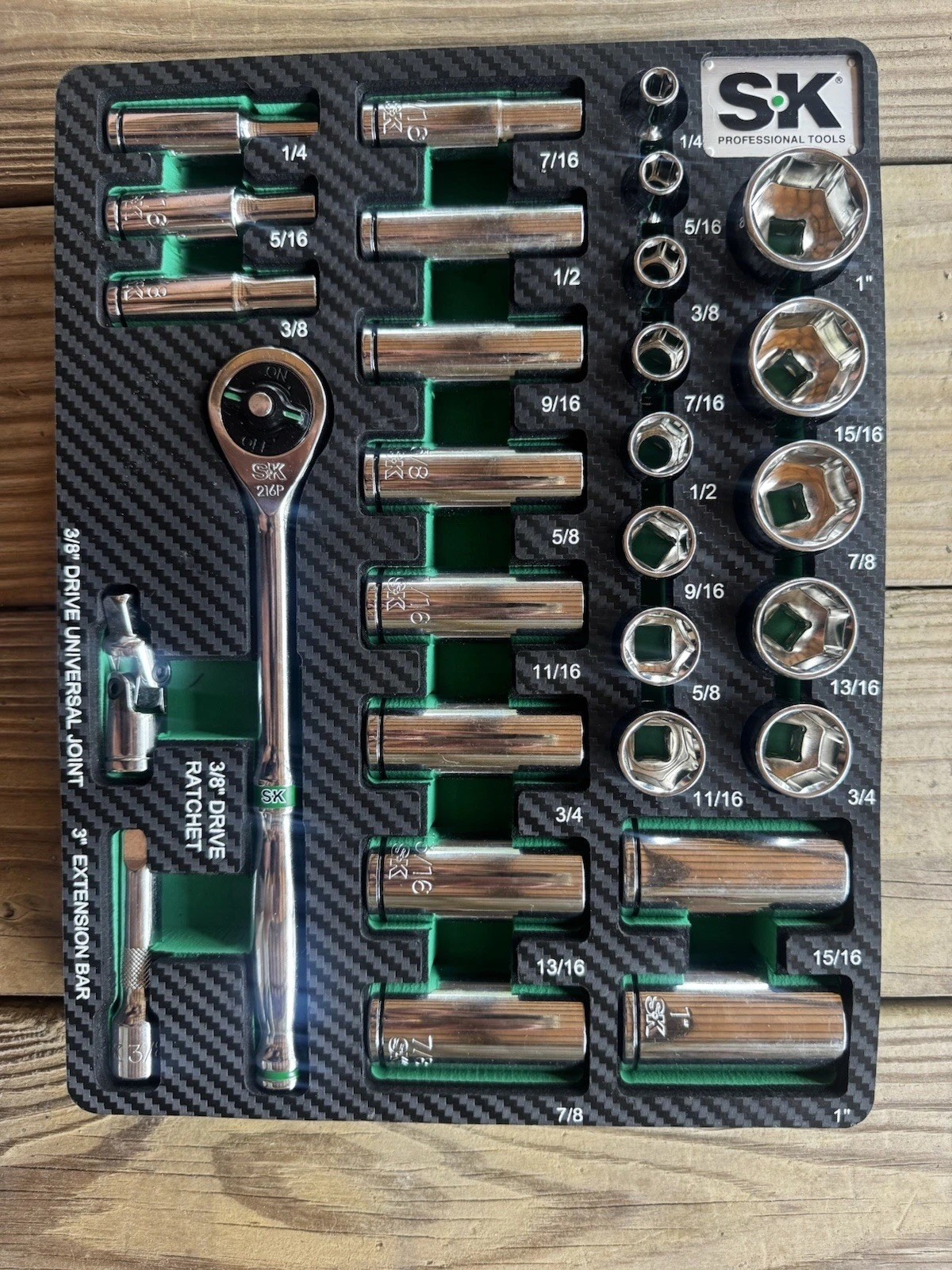 SK Professional Tools 3/8 In. Drive Ratchet 29 Piece Set with Case