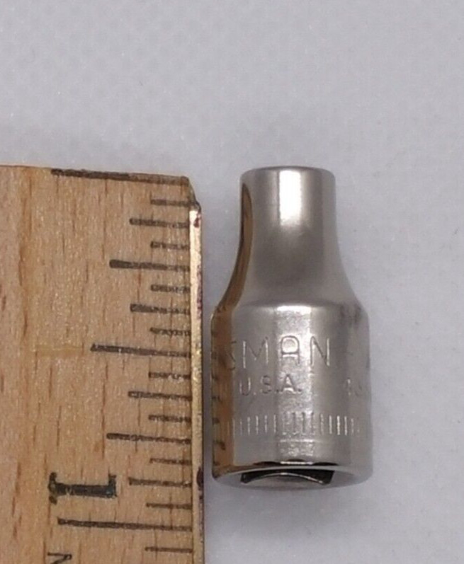 Vintage Craftsman 1/4″ Drive 4MM 6 Point Shallow Socket Metric G1 43505 USA NOS