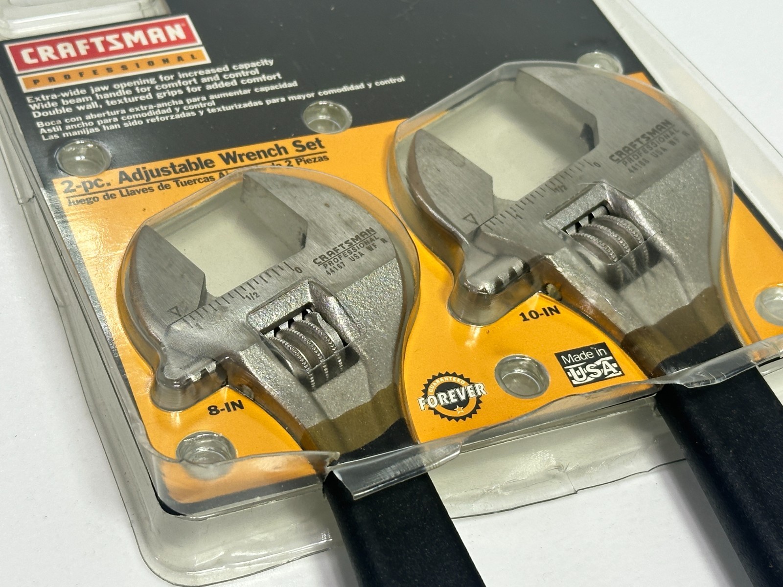 NOS Craftsman Professional USA 2pc Rare GOLD Adjustable Wrench Set, Model 44577