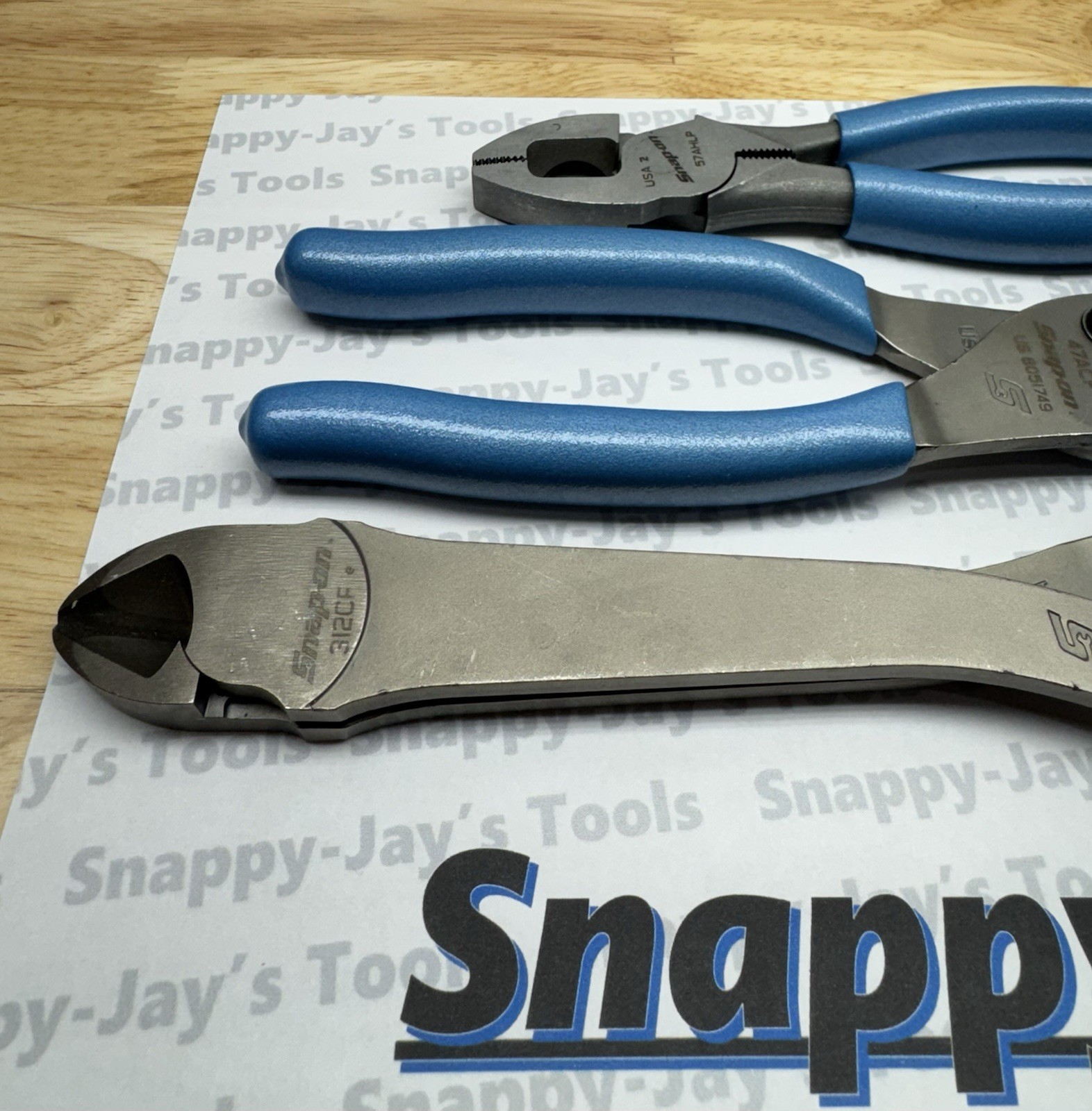 Snap-on Tools USA NEW 3pc PEARL BLUE Plier/Cutter Lot Set 312CF, 57AHLP & 47ACF