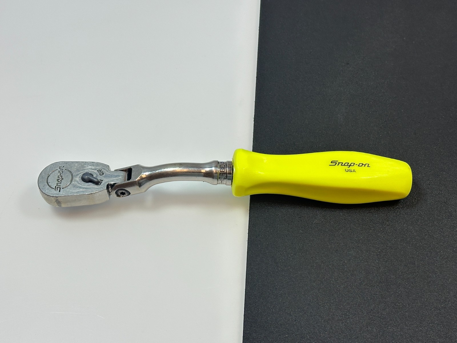 🇺🇸 Snap-on USA FHOF80 RARE 3/8” Drive Offset Flex Hi-Viz Hard Handle Ratchet