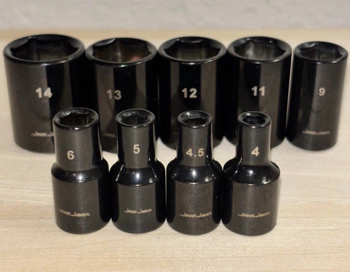 Jesse James West Coast Choppers Mac Tool 1/4” Drive METRIC 6 Pt Socket Set 9pc