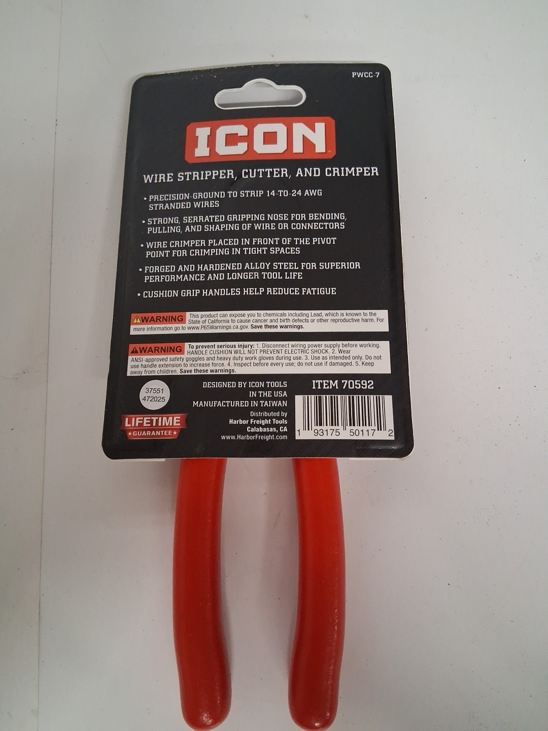 ICON 70592 7″ Inch Wire Stripper Cutter Crimper Pliers Brand NEW PWCC-7