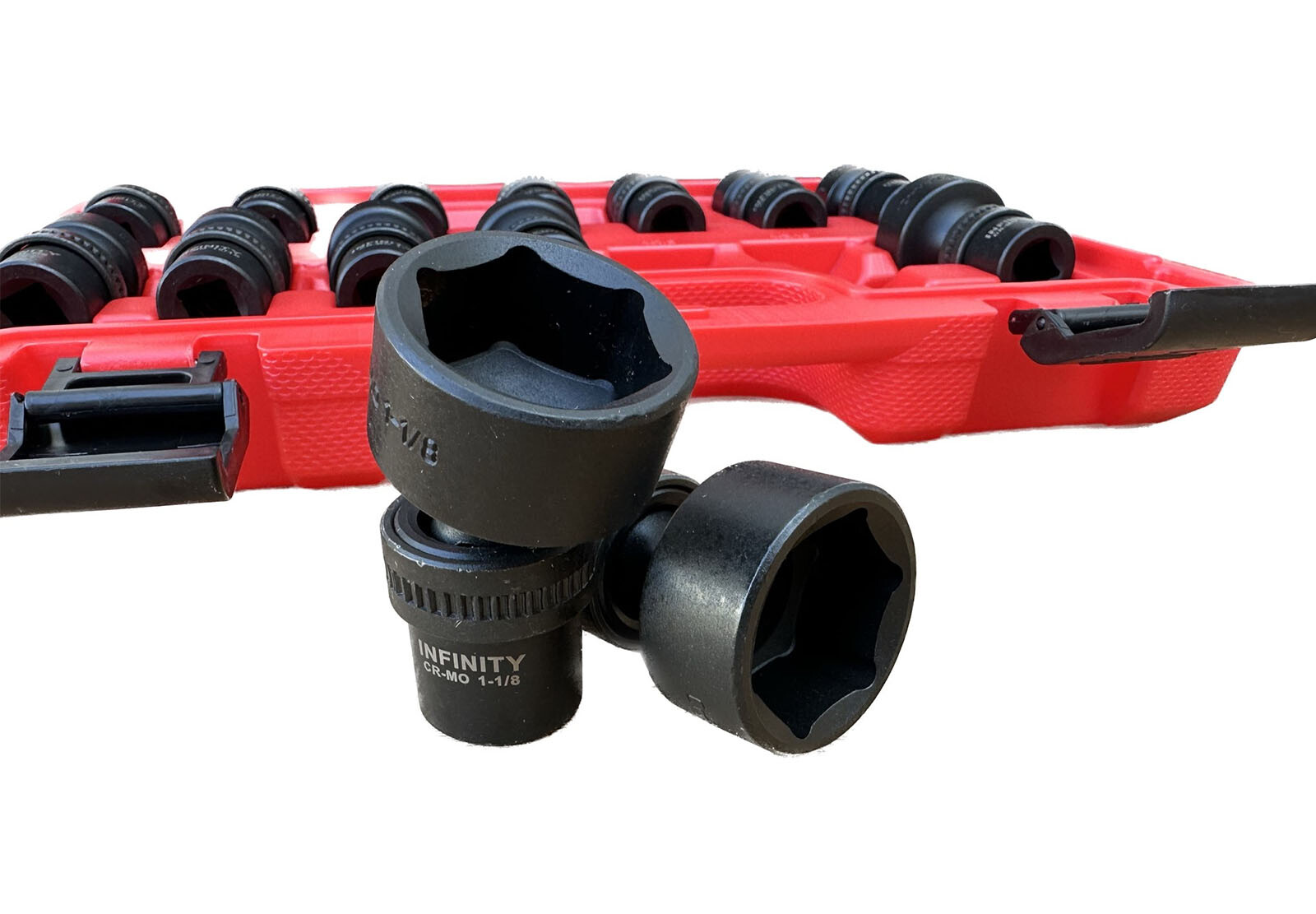 14pc SAE 1/2″ Dr. Shallow Impact Flexible Wobble Joint Swivel Socket Set Cr-Mo