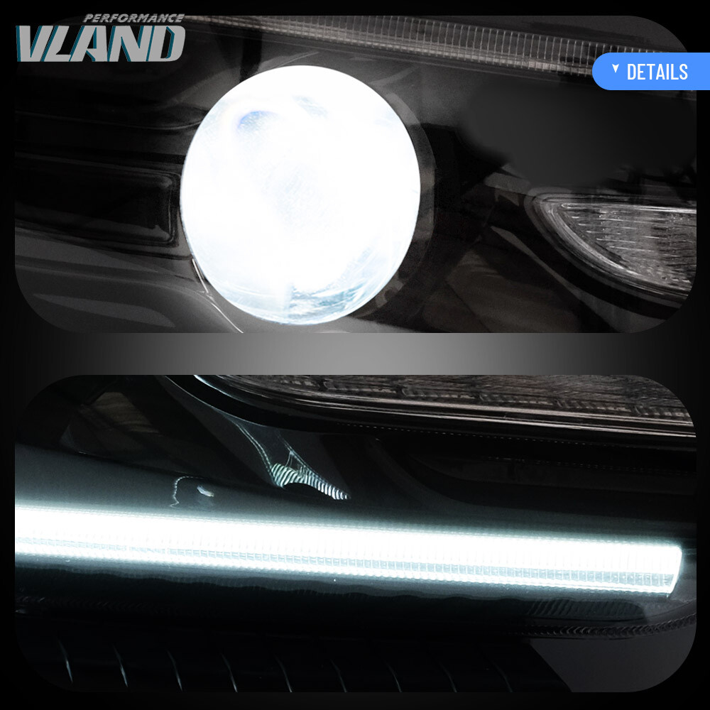 VLAND Headlights w/RGB DRL Sequential Turn+LED Bulbs For Dodge Charger 2011-2014